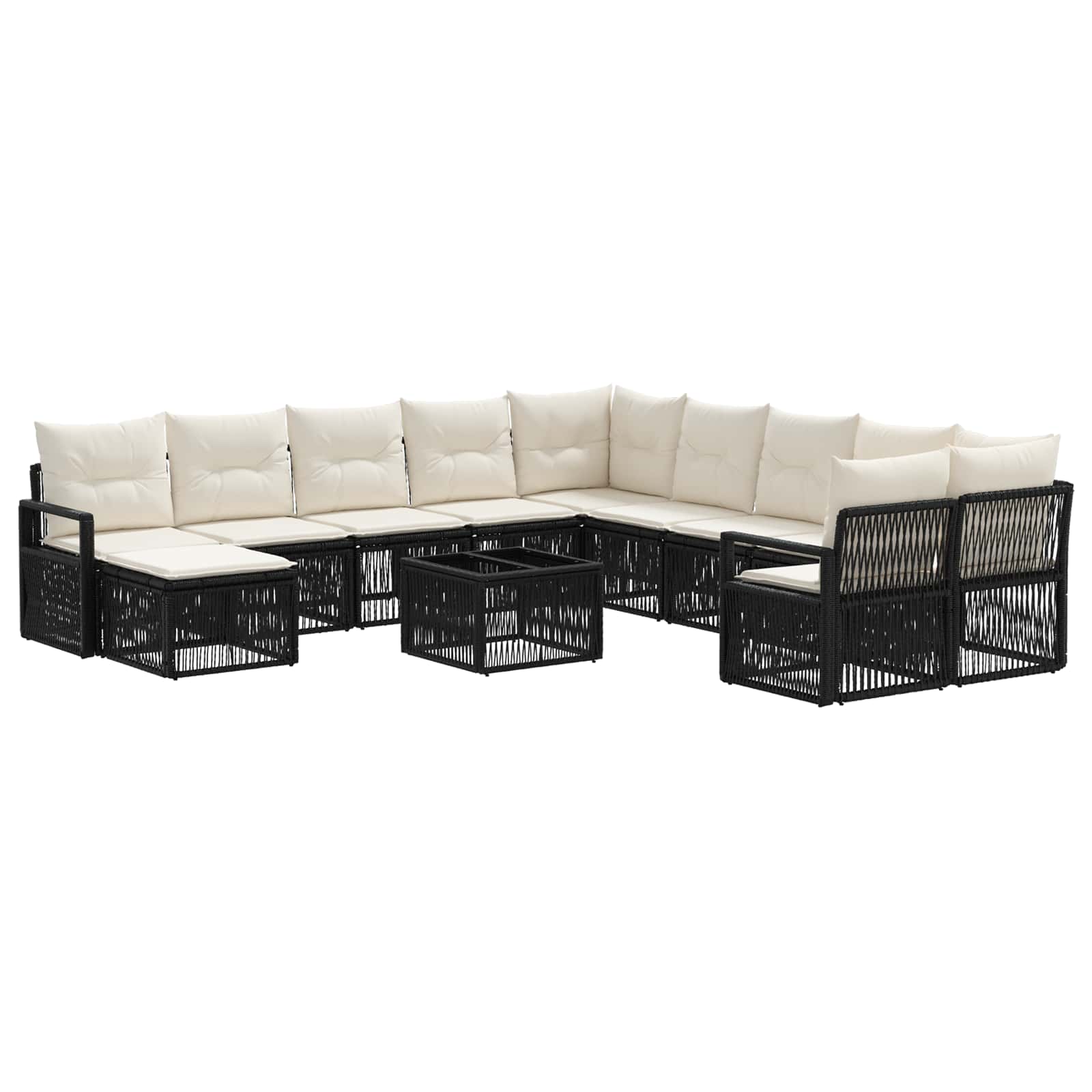 Ensemble de canapé de jardin 12 pcs Noir polyrotin - XIOS