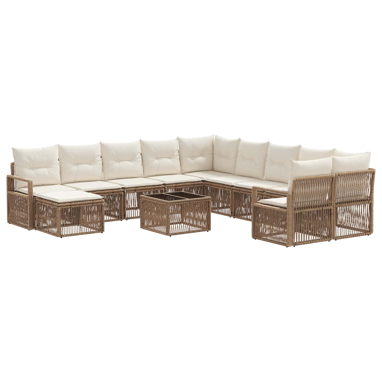 Ensemble de canapé de jardin 12 pcs Beige polyrotin - XIOS