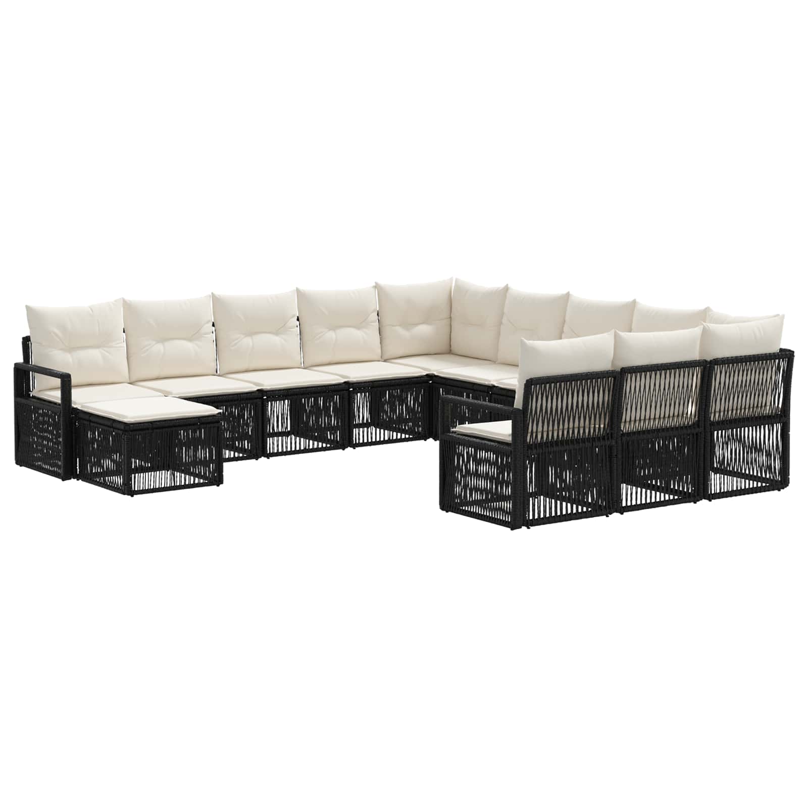 Ensemble de canapé de jardin 12 pcs Noir polyrotin - XIOS