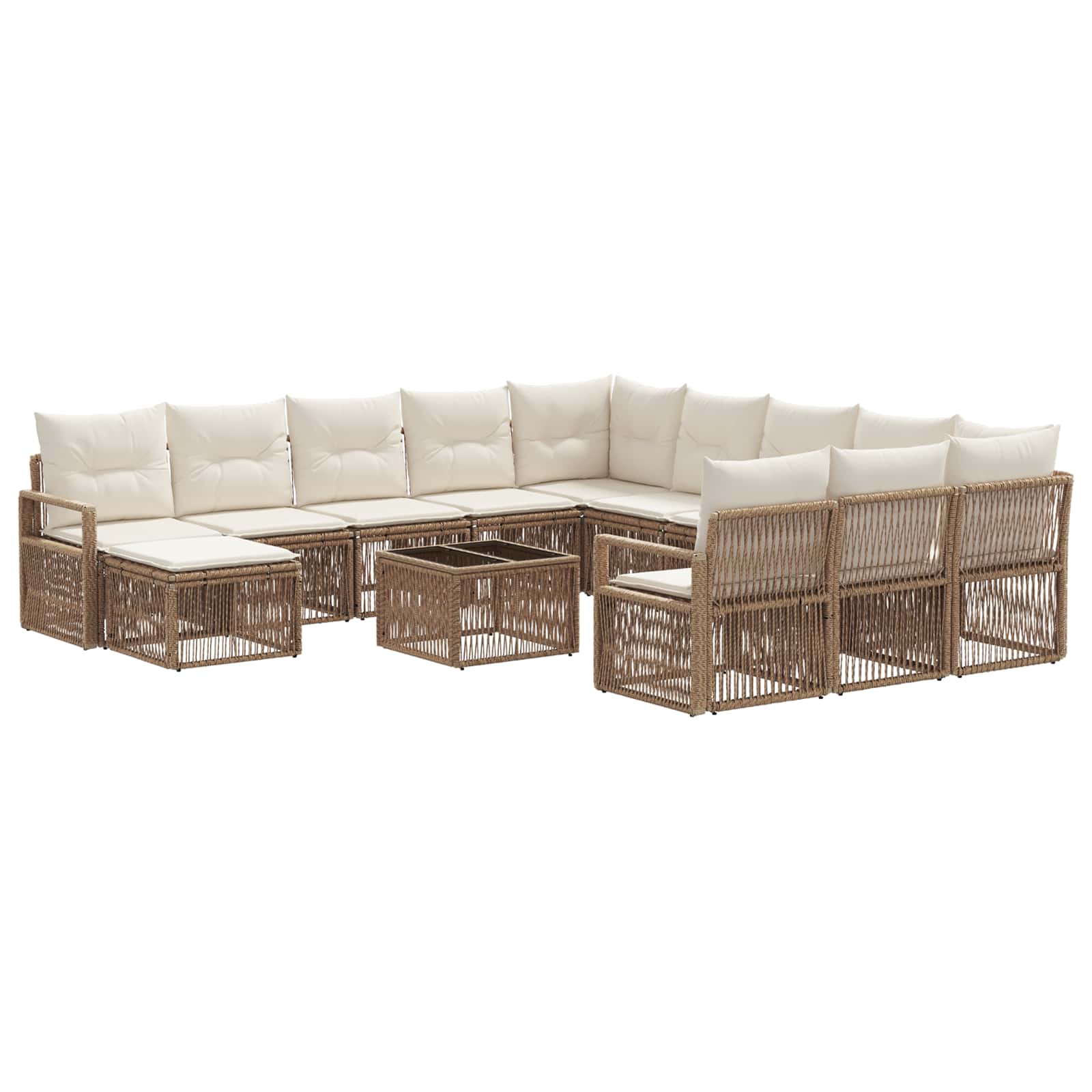 Ensemble de canapé de jardin 13 pcs Beige polyrotin - XIOS