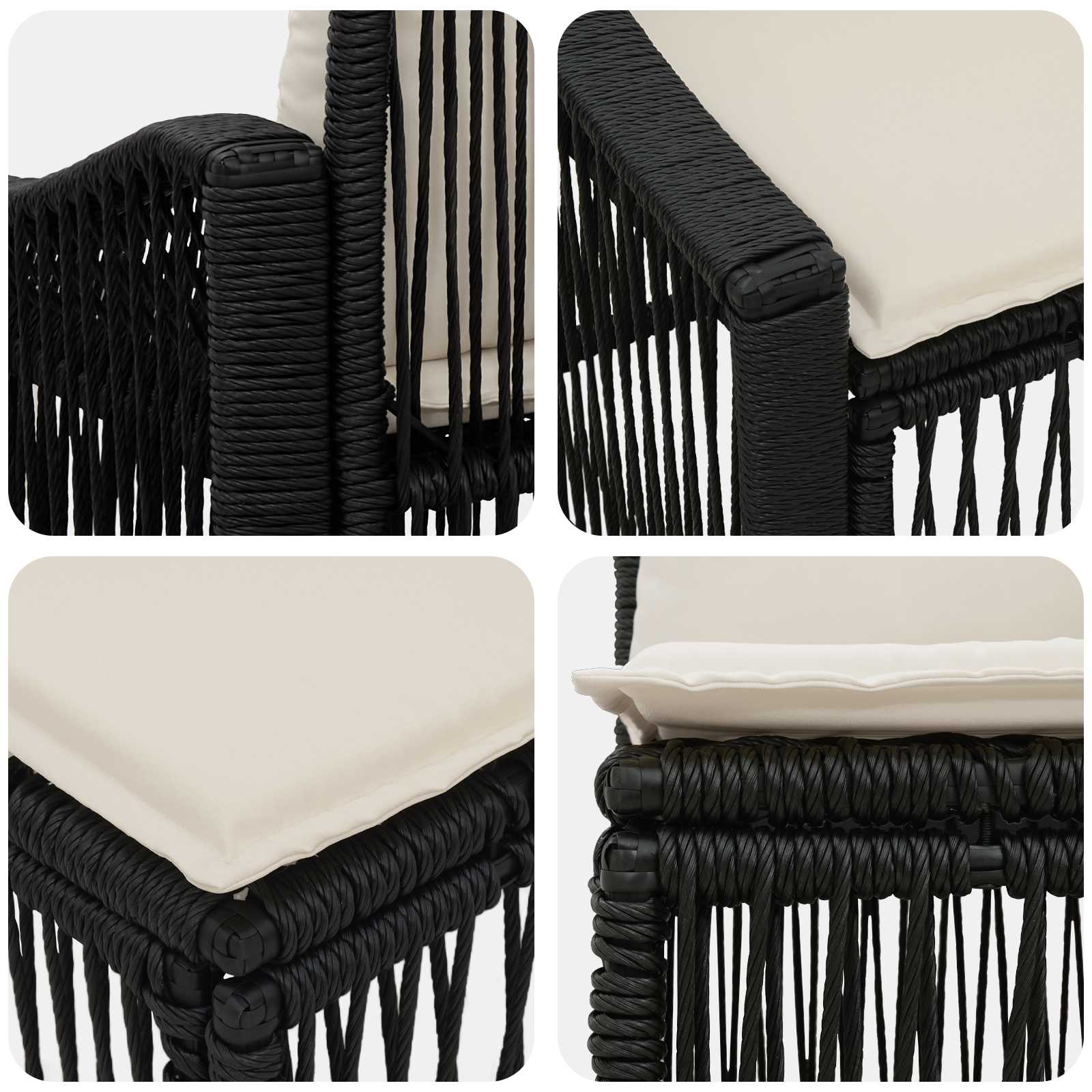 Ensemble de canapé de jardin 3 pcs Noir polyrotin - XIOS