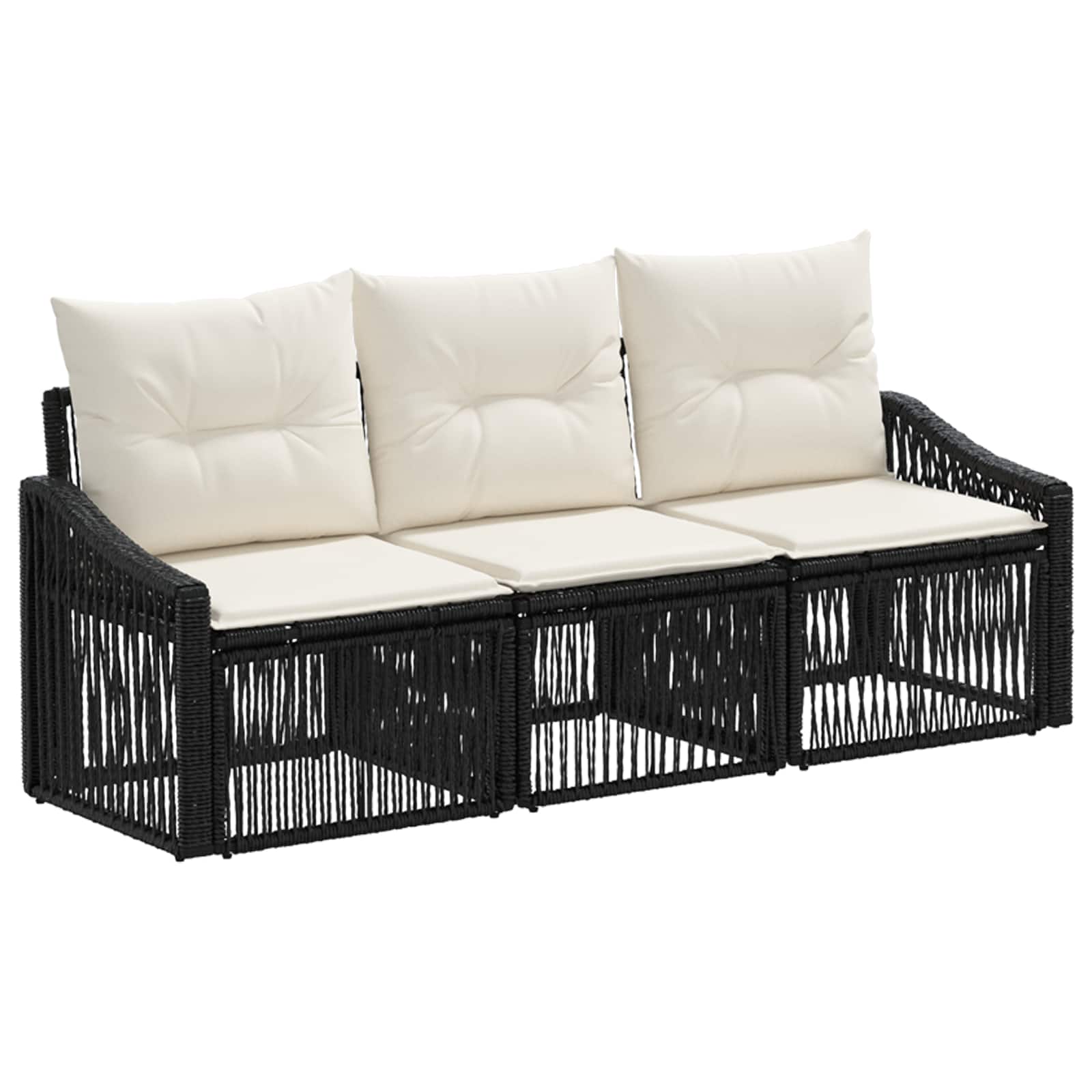 Ensemble de canapé de jardin 3 pcs Noir polyrotin - XIOS