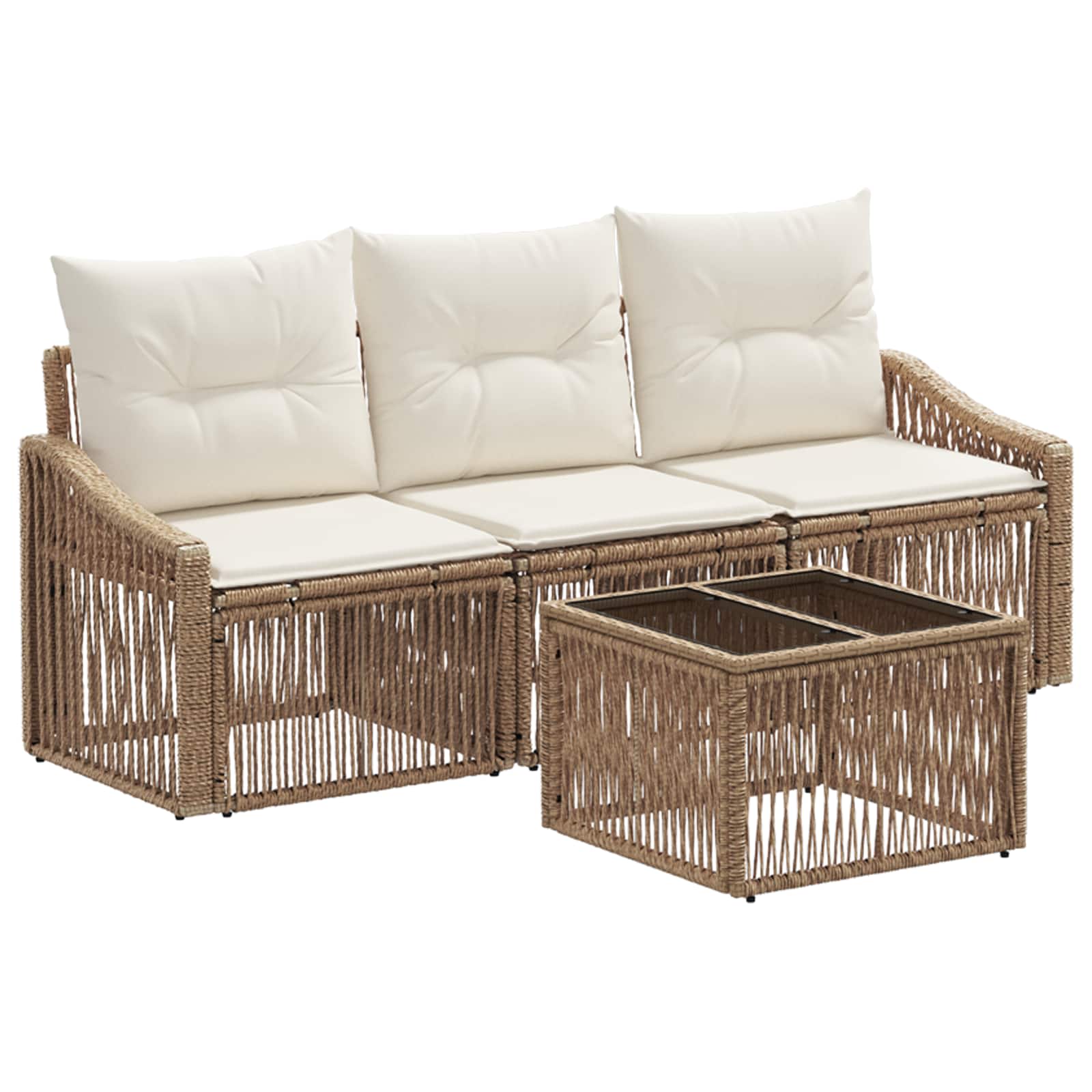 Ensemble de canapé de jardin 4 pcs Beige polyrotin - XIOS