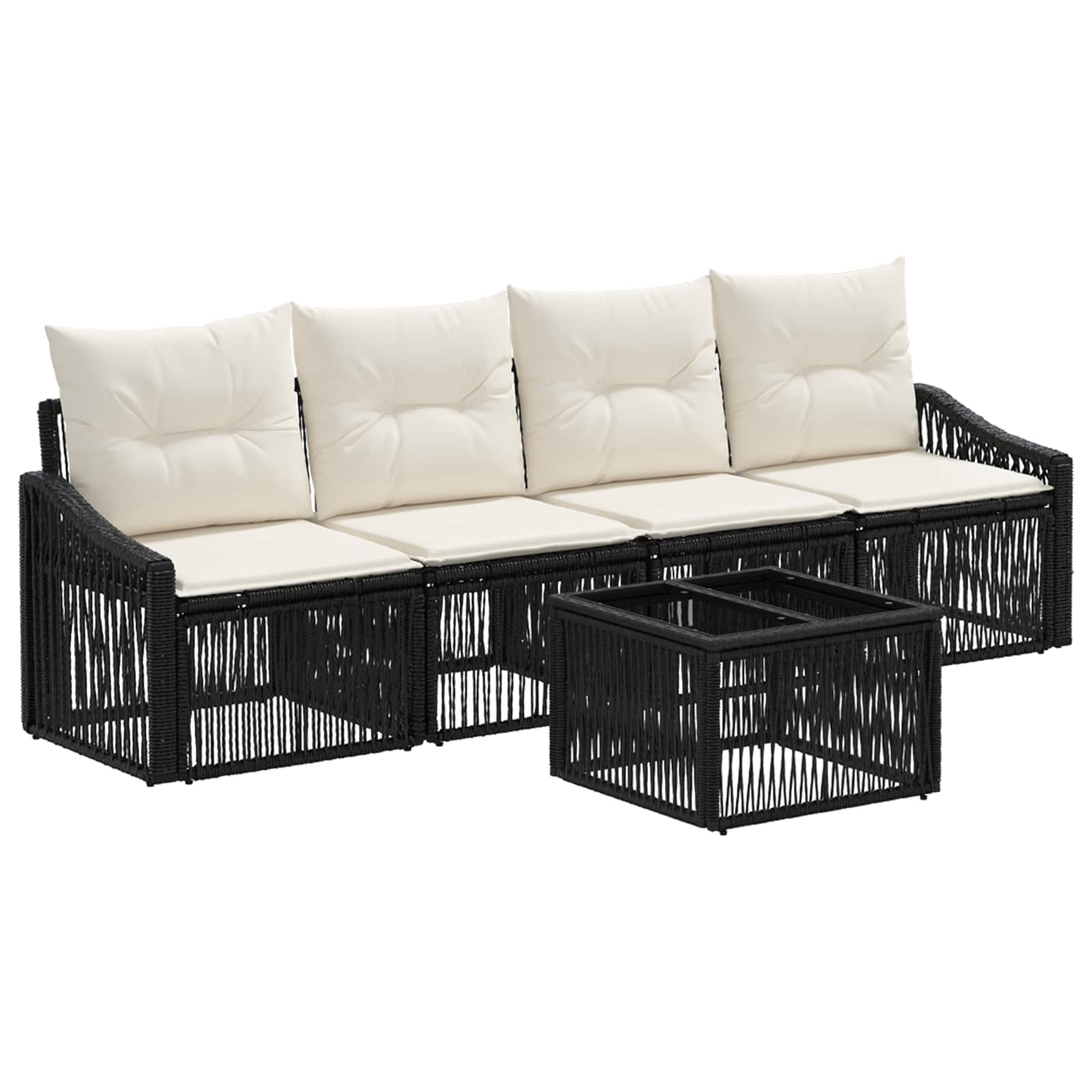 Ensemble de canapé de jardin 5 pcs Noir polyrotin - XIOS