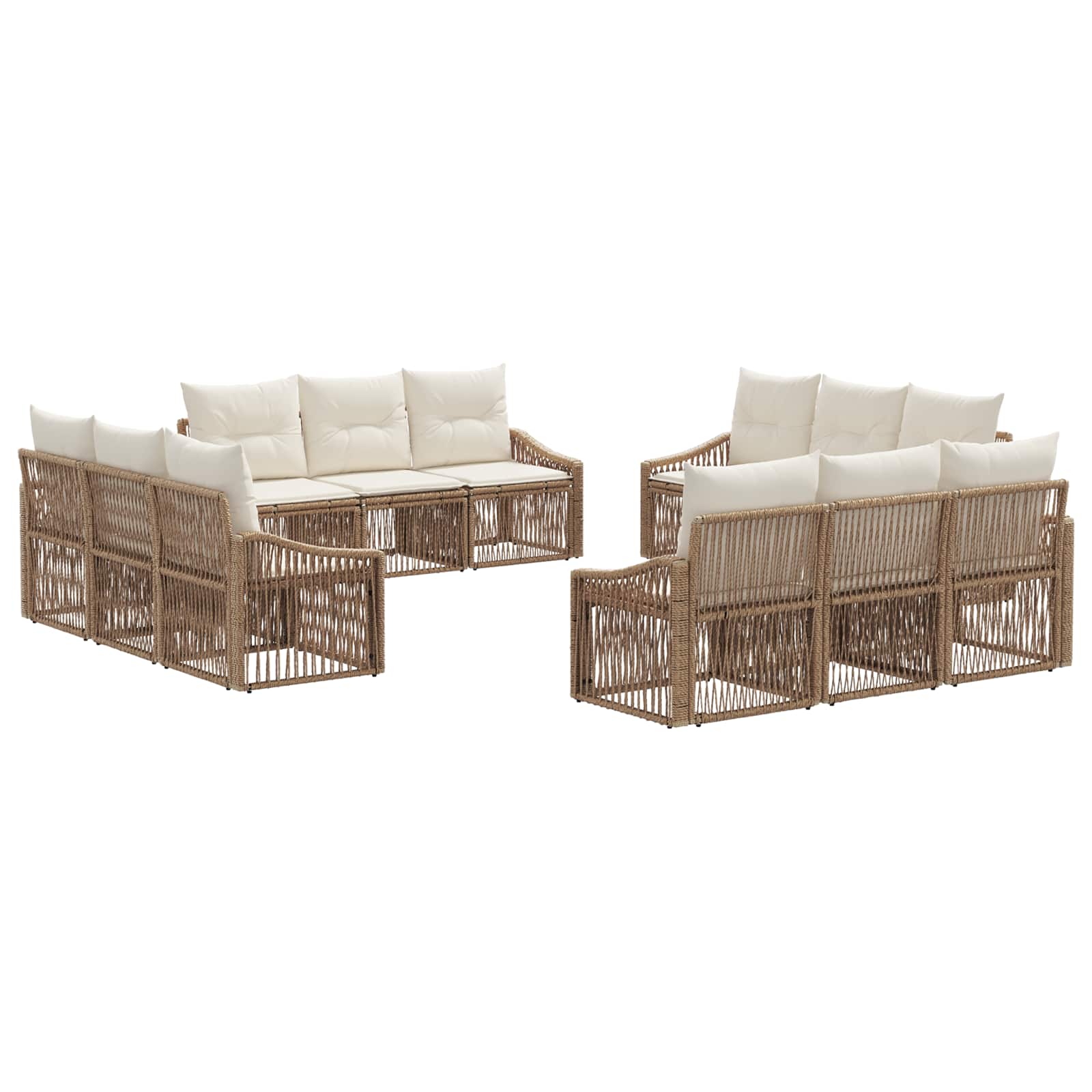 Ensemble de canapé de jardin 12 pcs Beige polyrotin - XIOS