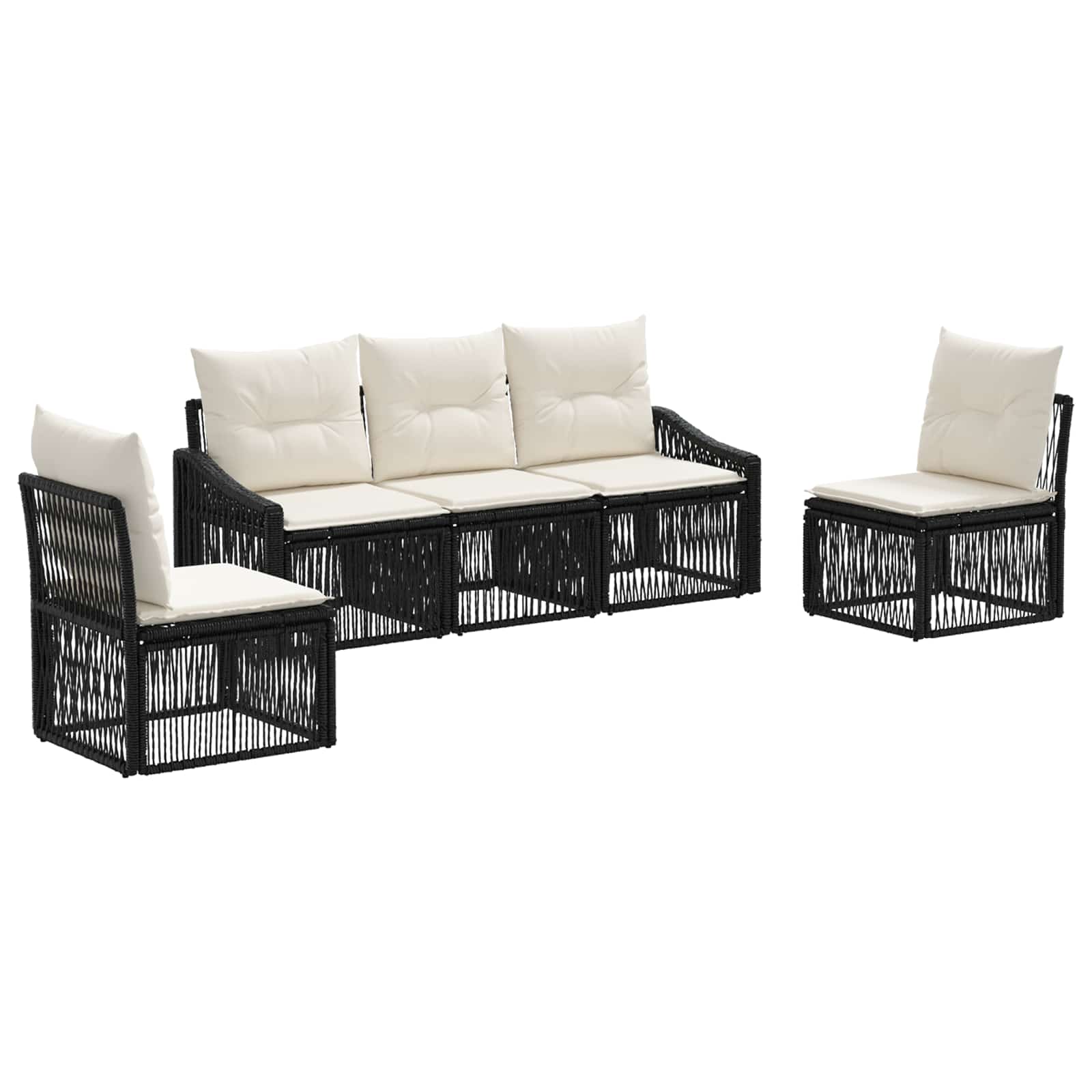Ensemble de canapé de jardin 5 pcs Noir polyrotin - XIOS