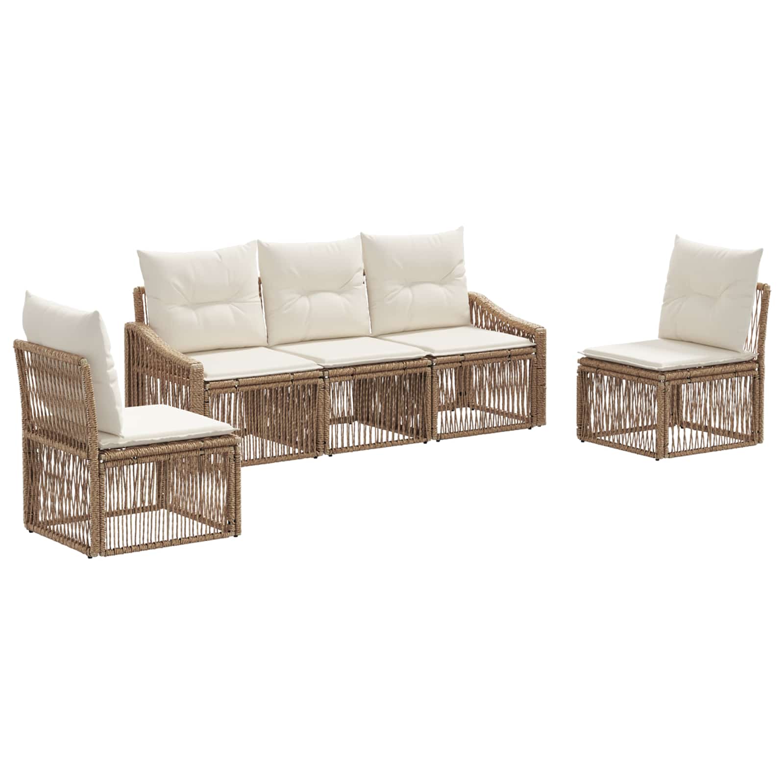 Ensemble de canapé de jardin 5 pcs Beige polyrotin - XIOS