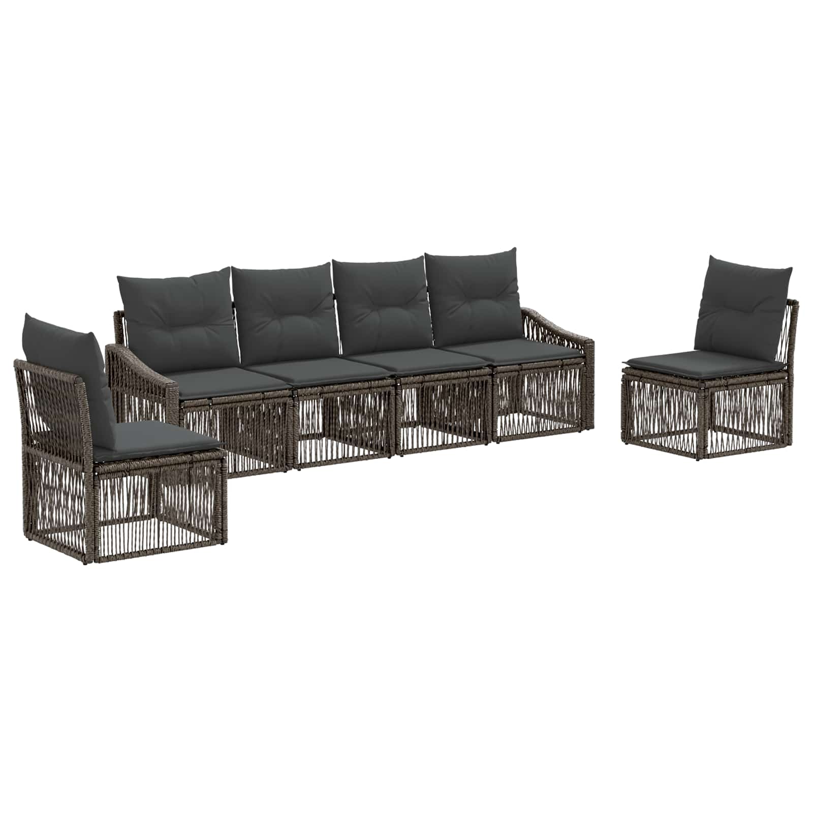 Ensemble de canapé de jardin 6 pcs Gris polyrotin - XIOS