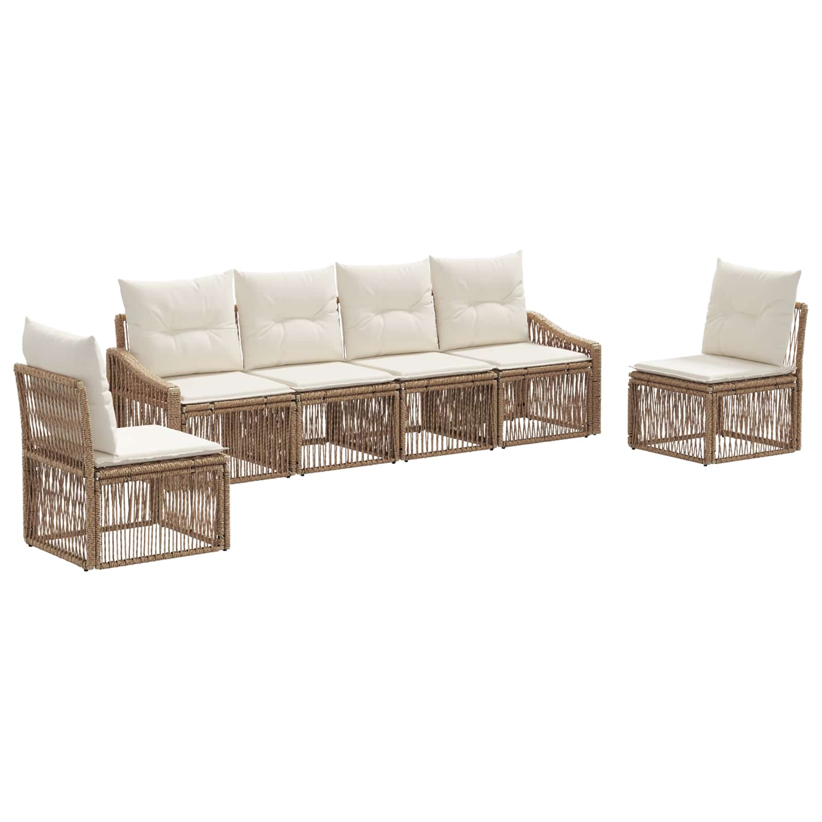 Ensemble de canapé de jardin 6 pcs Beige polyrotin - XIOS