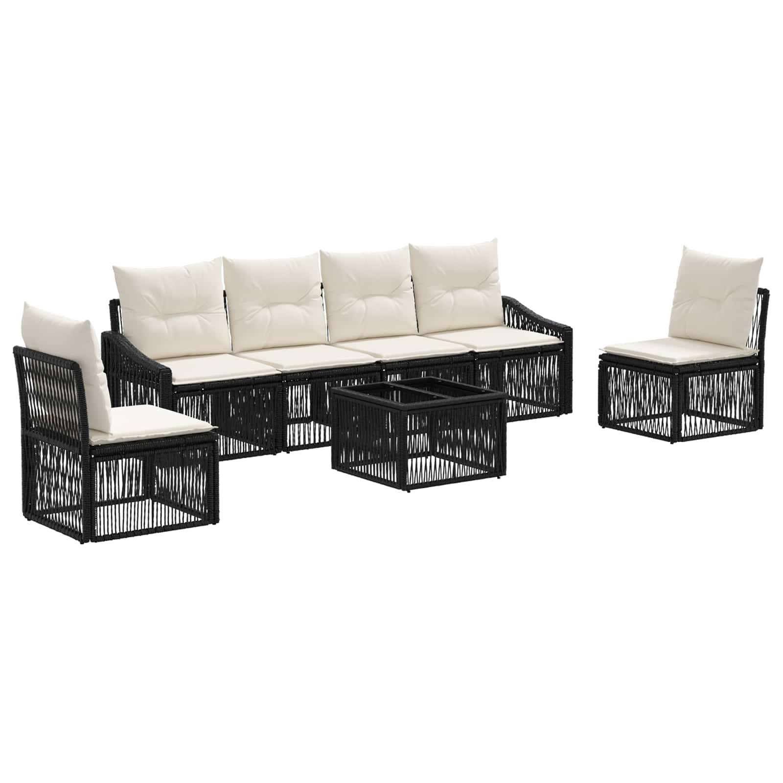 Ensemble de canapé de jardin 7 pcs Noir polyrotin - XIOS