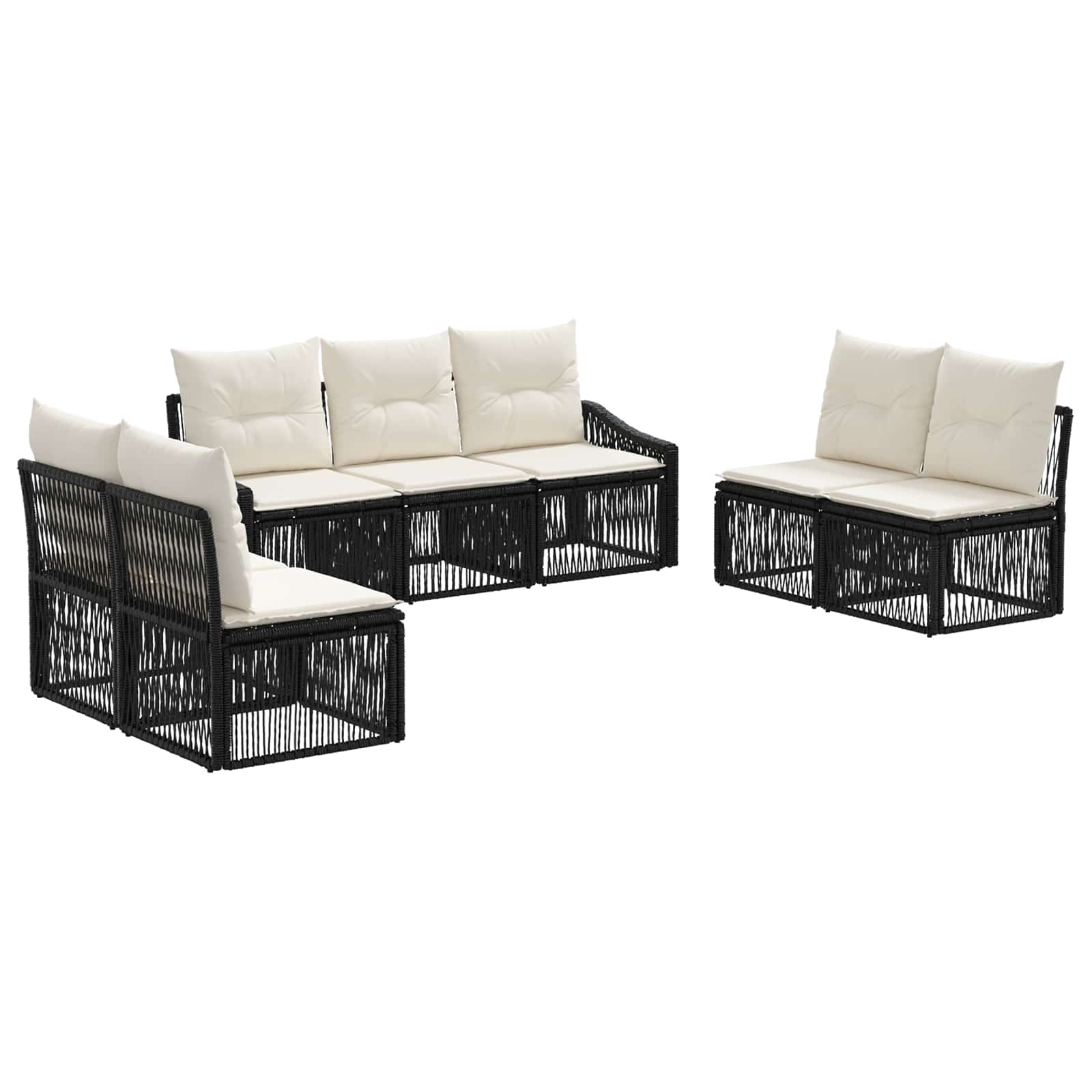 Ensemble de canapé de jardin 7 pcs Noir polyrotin - XIOS