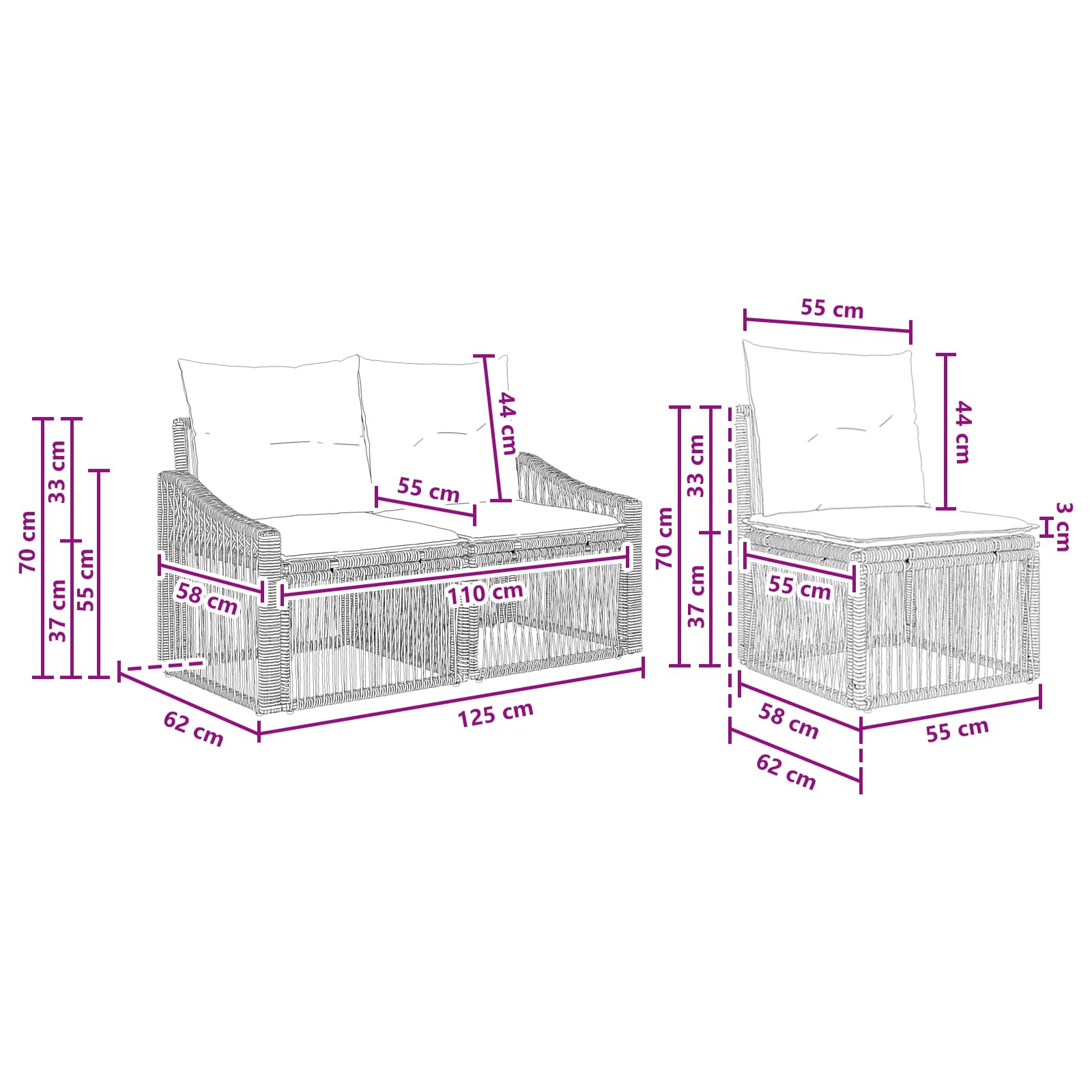 Ensemble de canapé de jardin 7 pcs Gris polyrotin - XIOS
