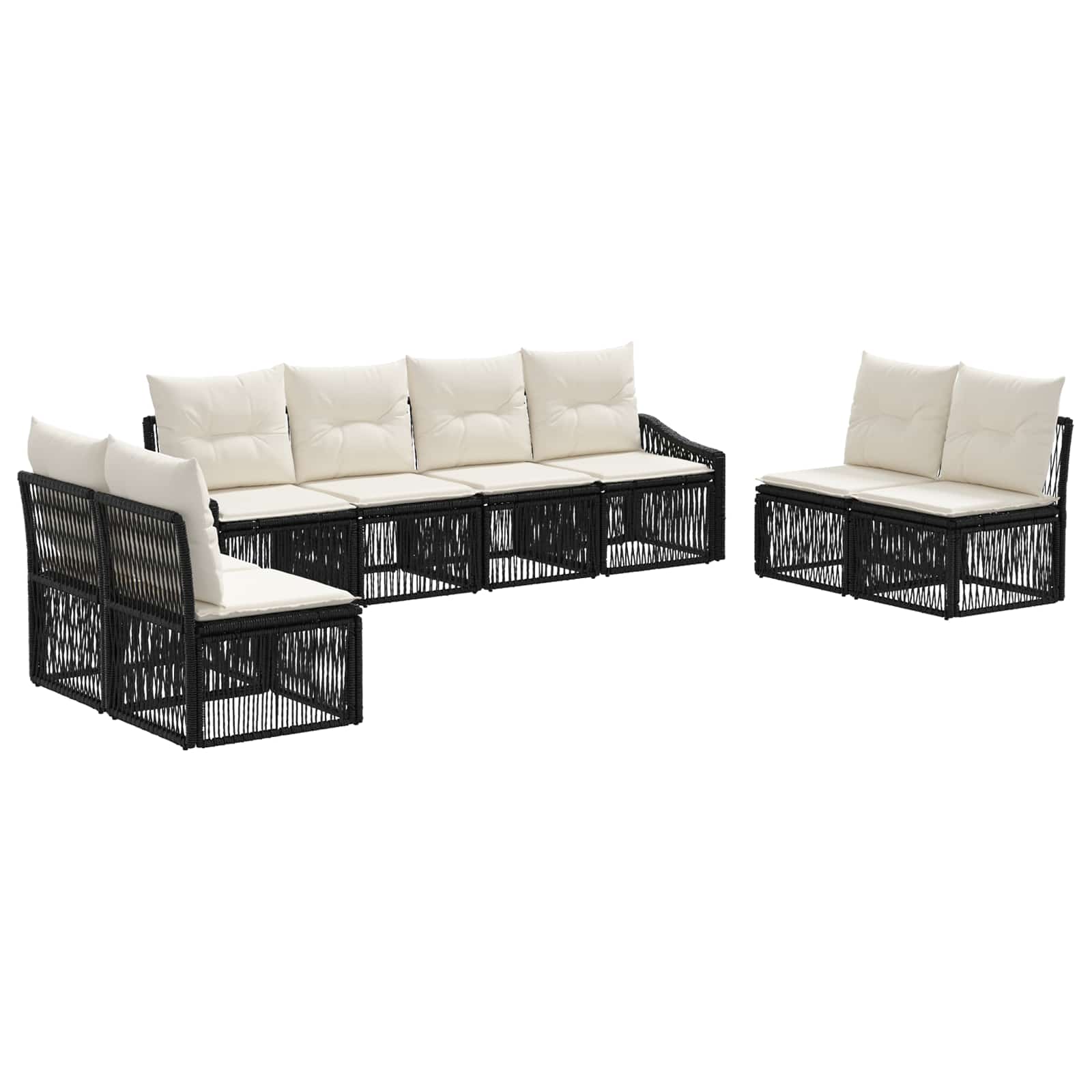 Ensemble de canapé de jardin 8 pcs Noir polyrotin - XIOS