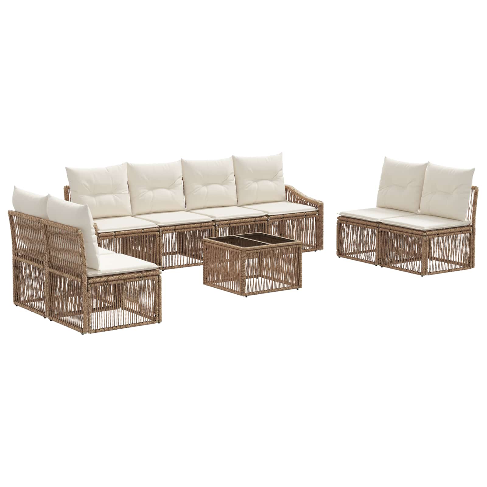 Ensemble de canapé de jardin 9 pcs Beige polyrotin - XIOS
