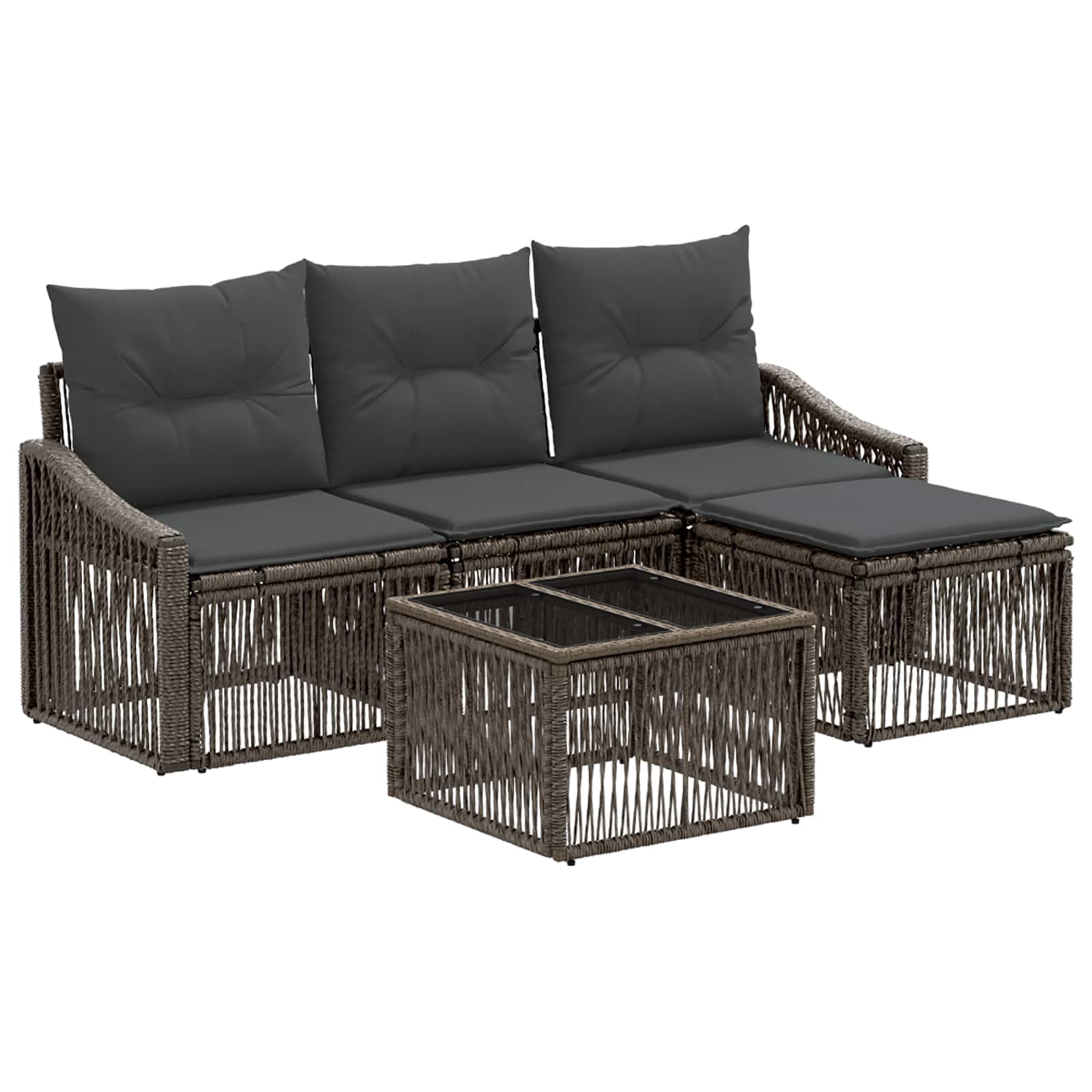 Ensemble de canapé de jardin 5 pcs Gris polyrotin - XIOS