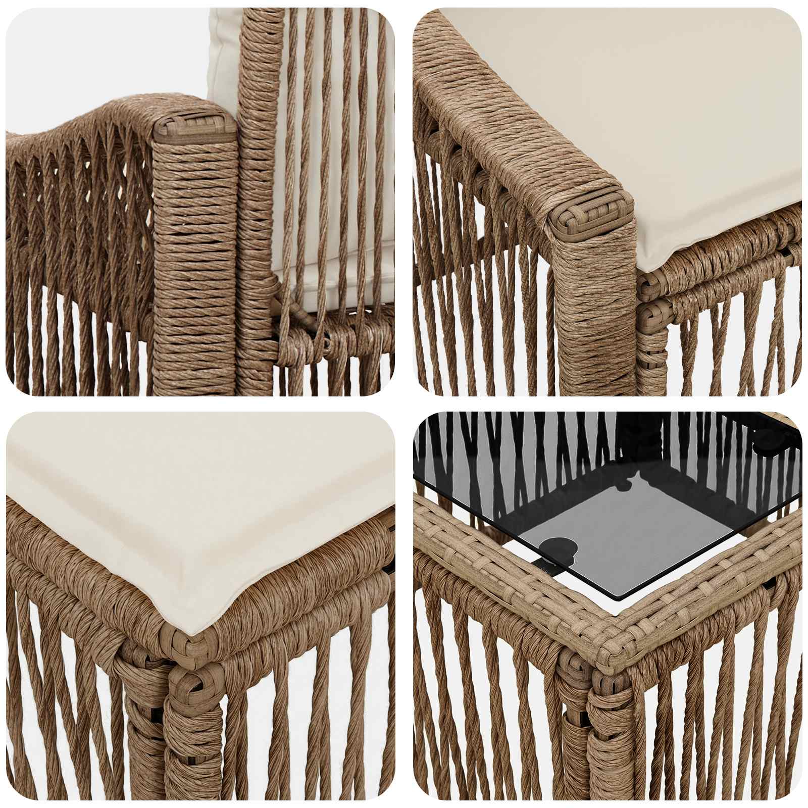 Ensemble de canapé de jardin 5 pcs Beige polyrotin - XIOS