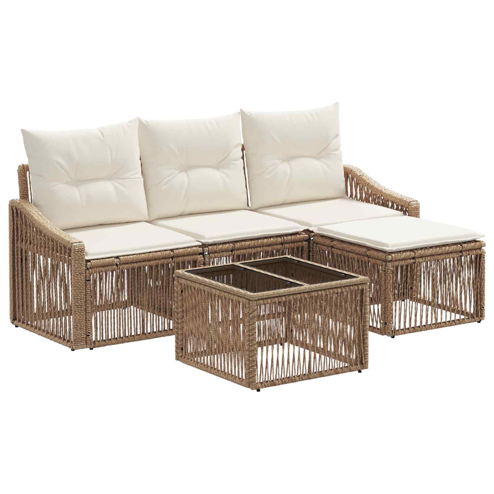 Ensemble de canapé de jardin 5 pcs Beige polyrotin - XIOS