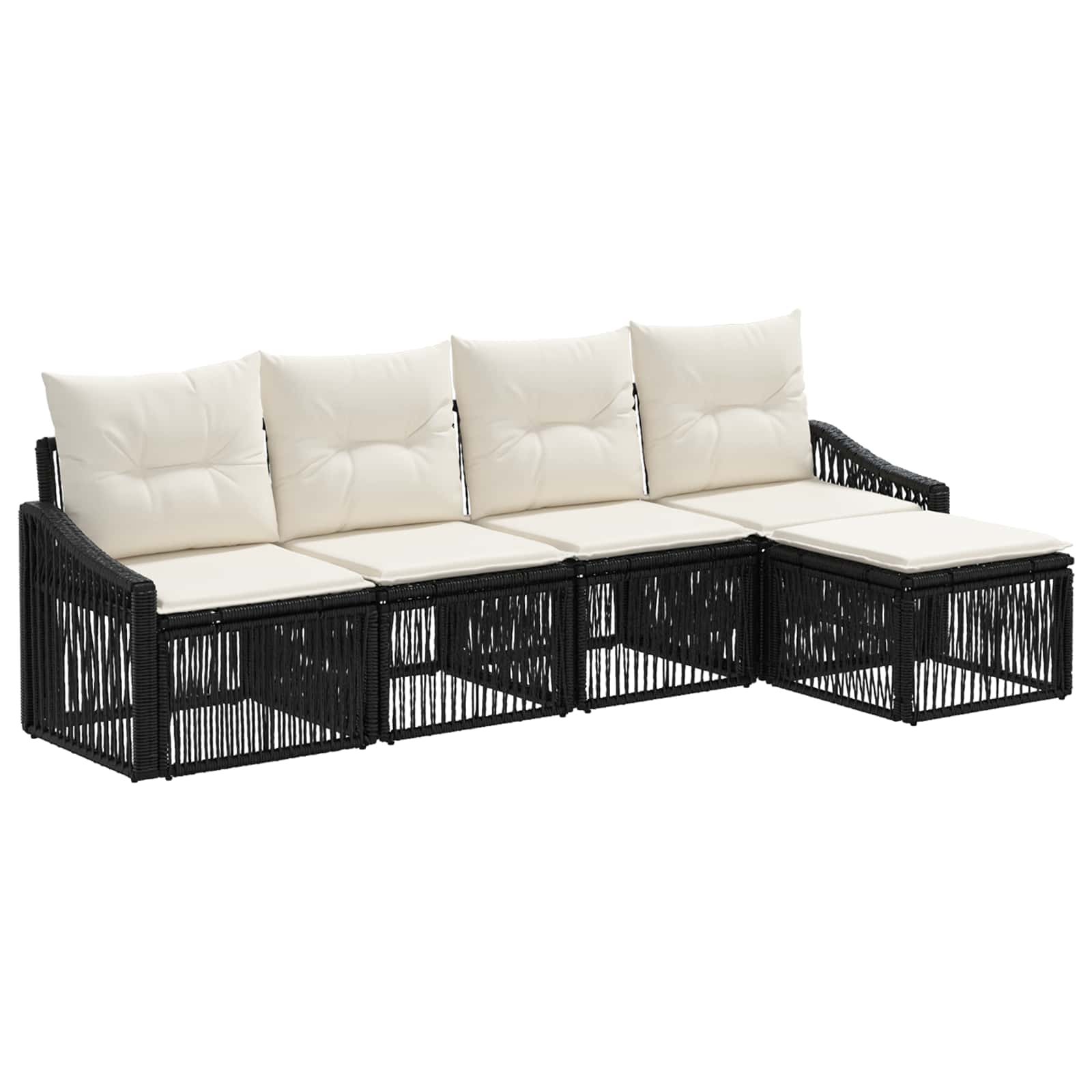 Ensemble de canapé de jardin 5 pcs Noir polyrotin - XIOS