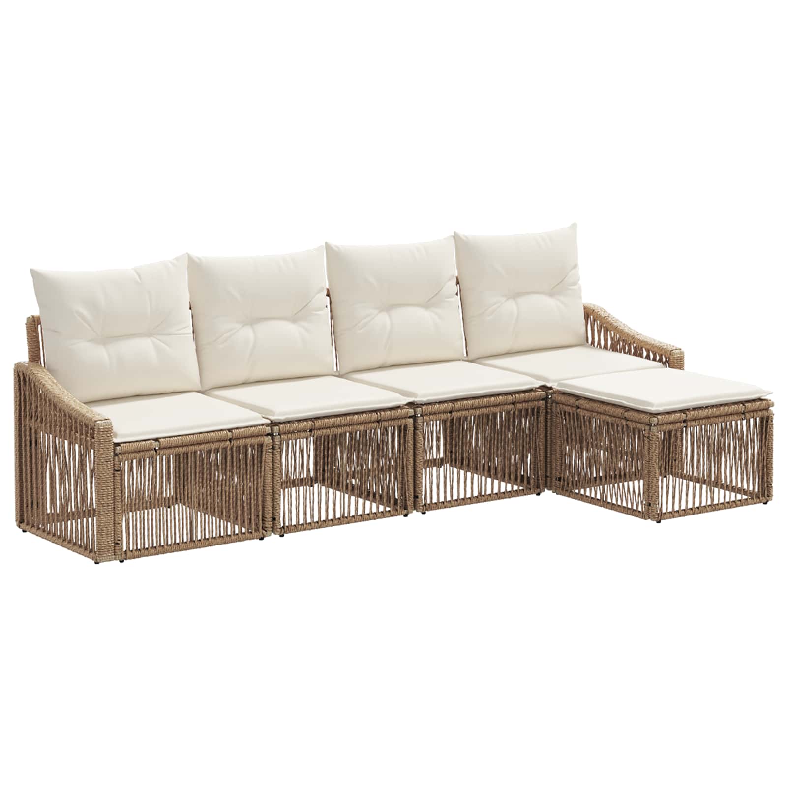 Ensemble de canapé de jardin 5 pcs Beige polyrotin - XIOS
