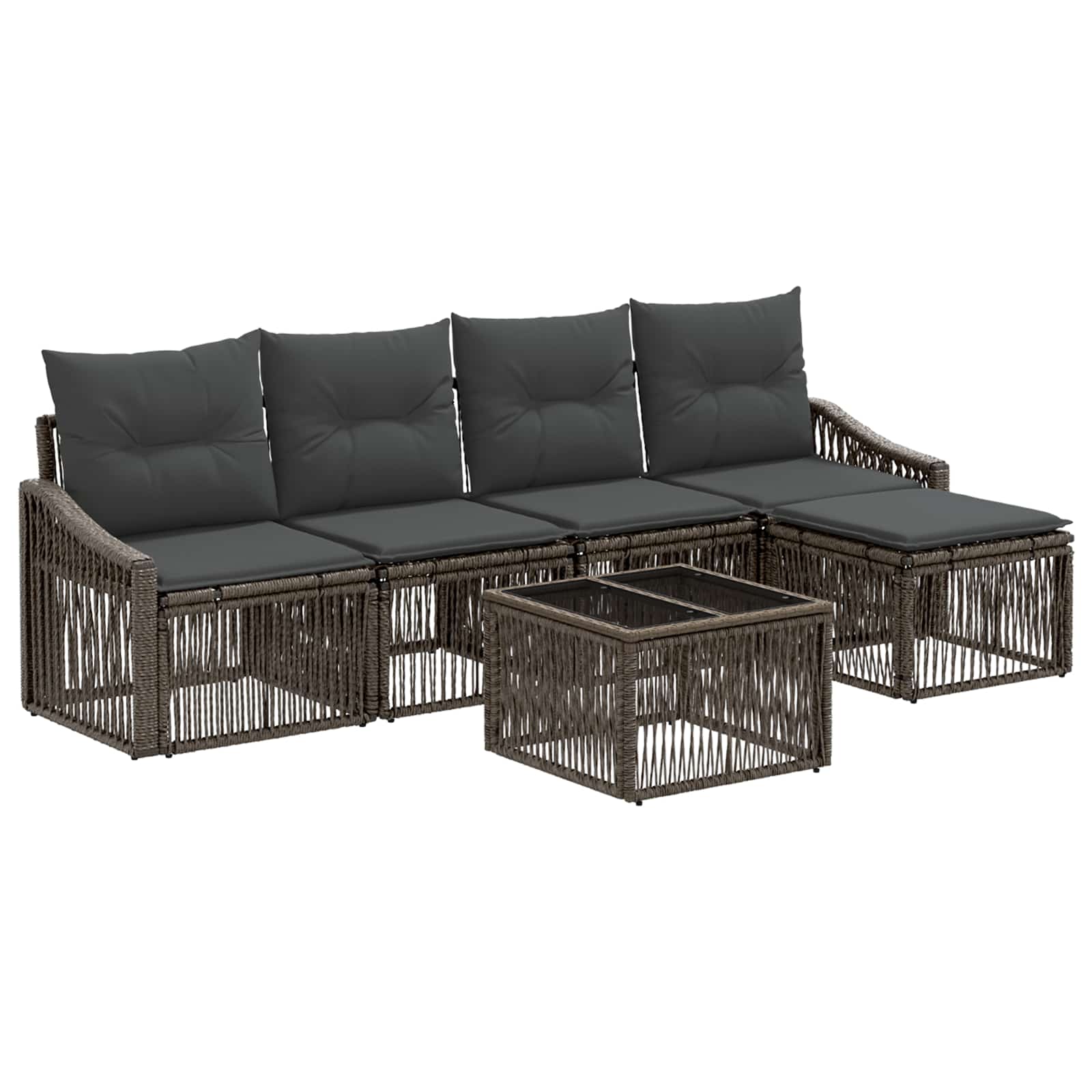 Ensemble de canapé de jardin 6 pcs Gris polyrotin - XIOS