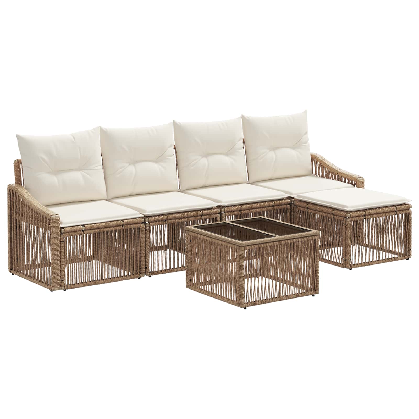 Ensemble de canapé de jardin 6 pcs Beige polyrotin - XIOS