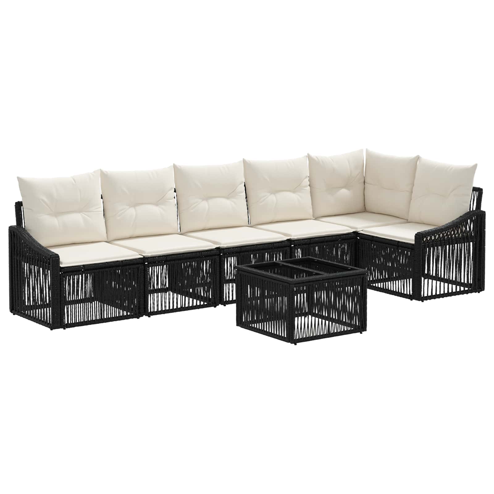Ensemble de canapé de jardin 7 pcs Noir polyrotin - XIOS
