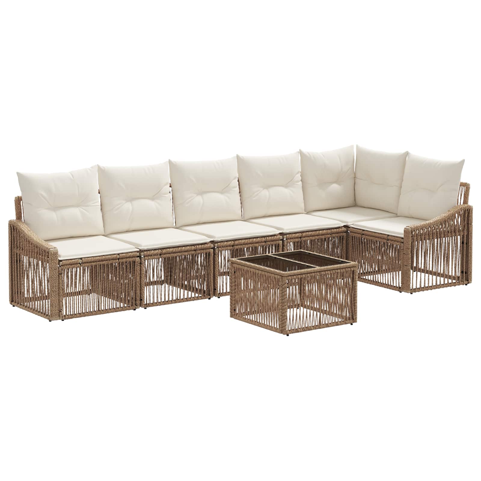 Ensemble de canapé de jardin 7 pcs Beige polyrotin - XIOS