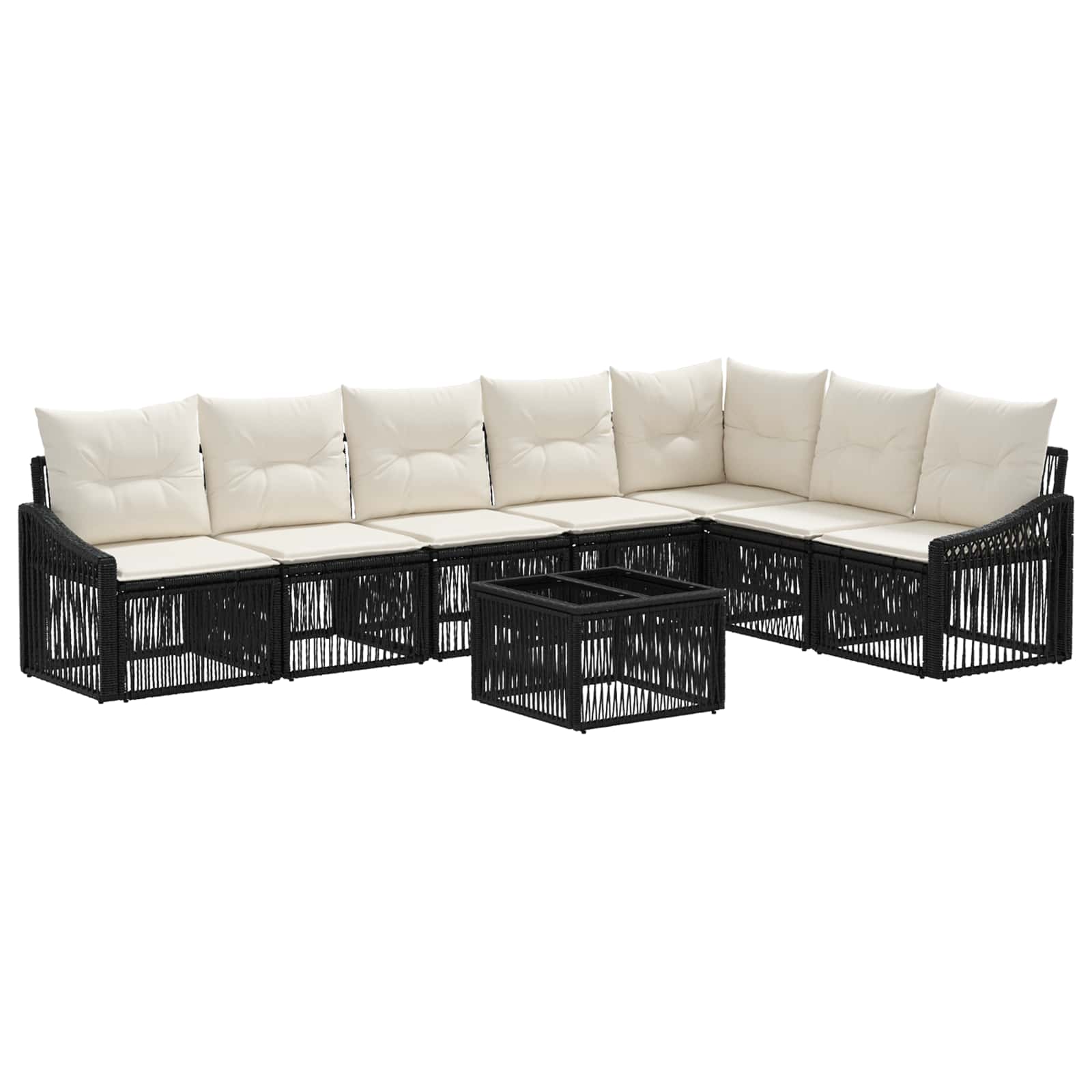 Ensemble de canapé de jardin 8 pcs Noir polyrotin - XIOS