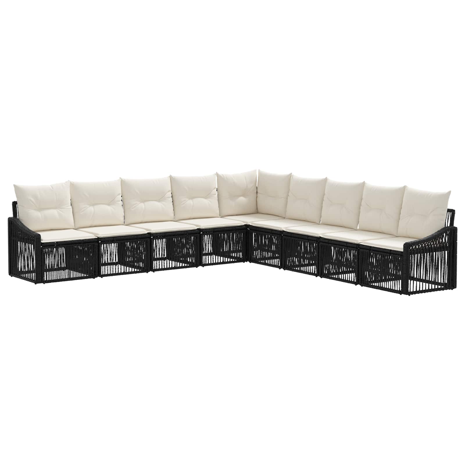 Ensemble de canapé de jardin 9 pcs Noir polyrotin - XIOS