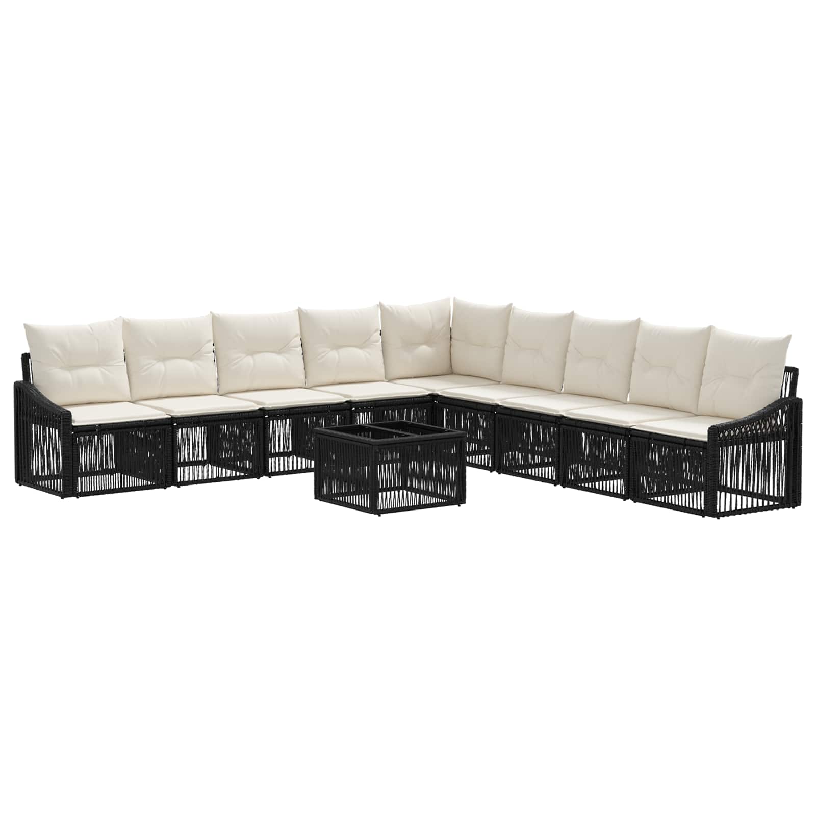 Ensemble de canapé de jardin 10 pcs Noir polyrotin - XIOS