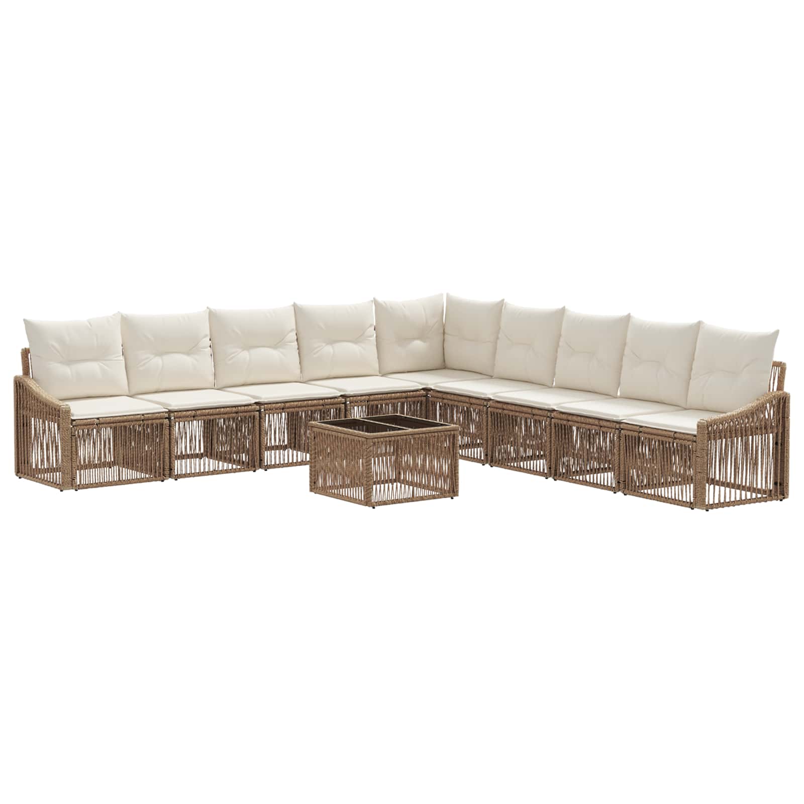 Ensemble de canapé de jardin 10 pcs Beige polyrotin - XIOS