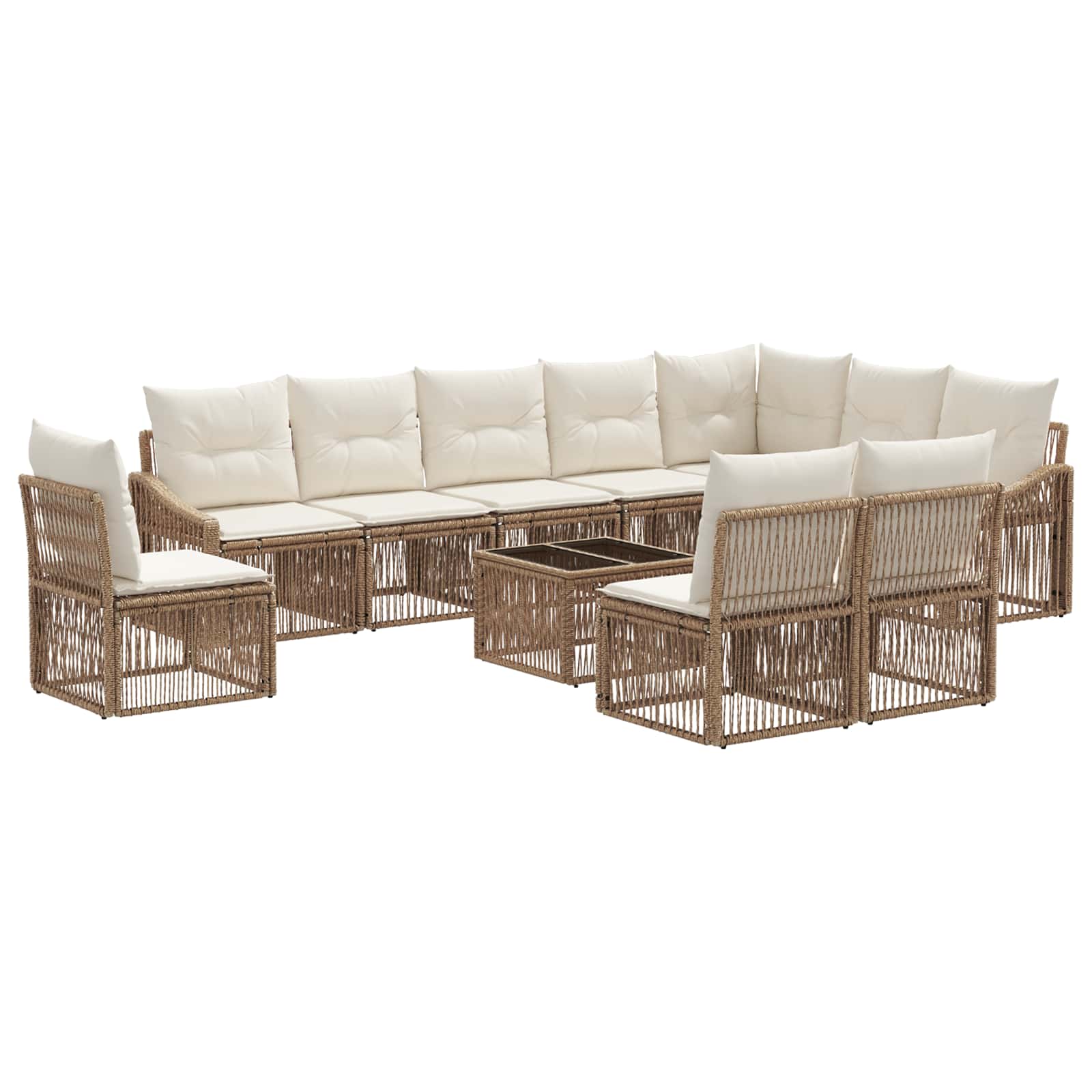 Ensemble de canapé de jardin 11 pcs Beige polyrotin - XIOS