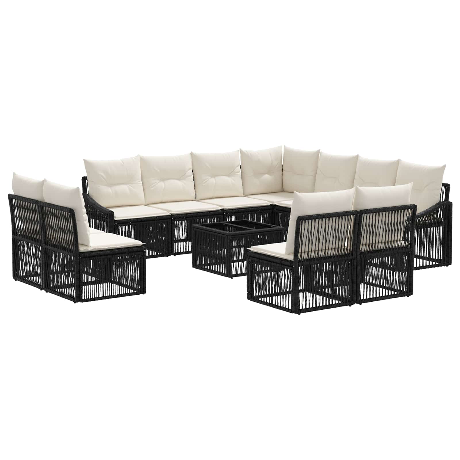 Ensemble de canapé de jardin 12 pcs Noir polyrotin - XIOS