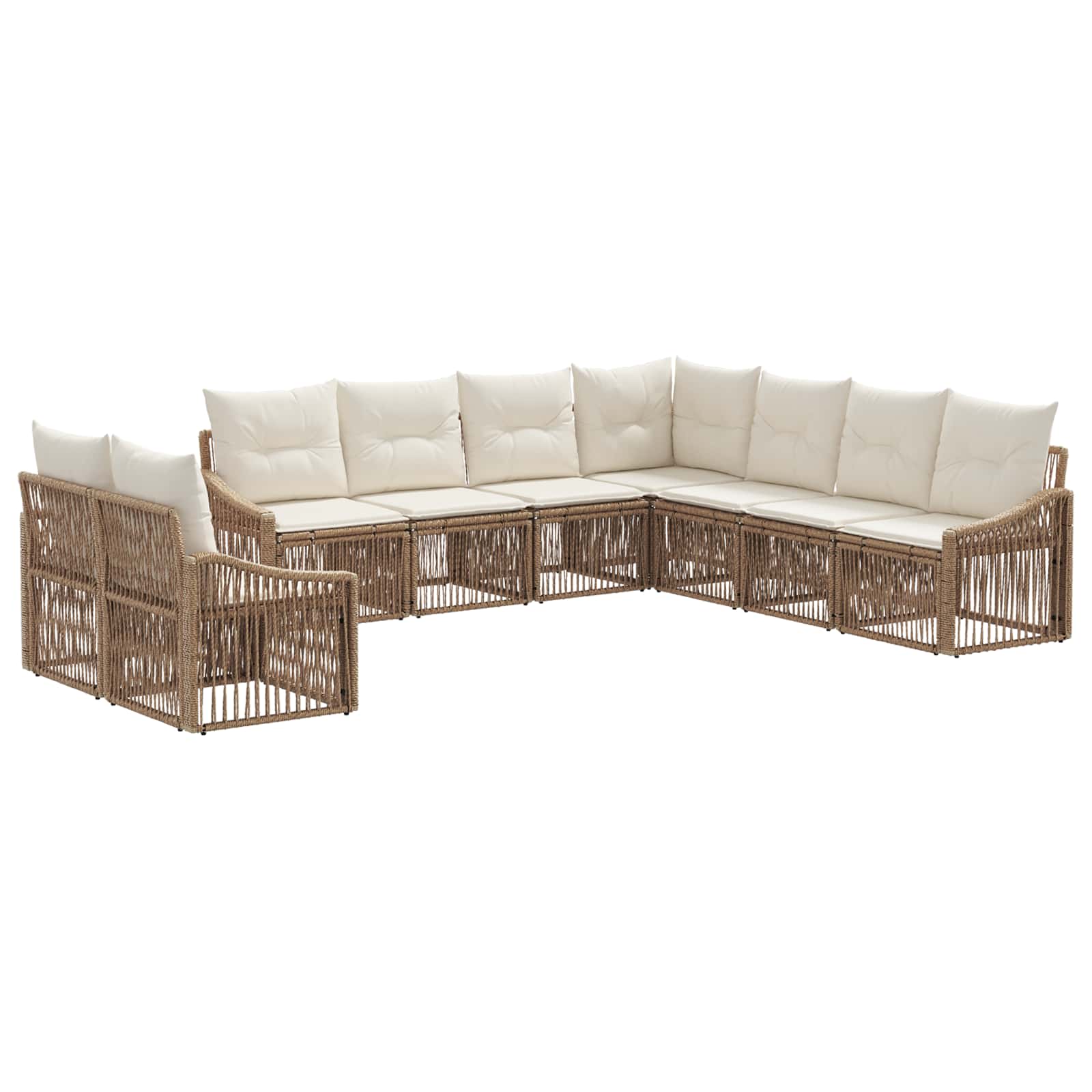 Ensemble de canapé de jardin 9 pcs Beige polyrotin - XIOS