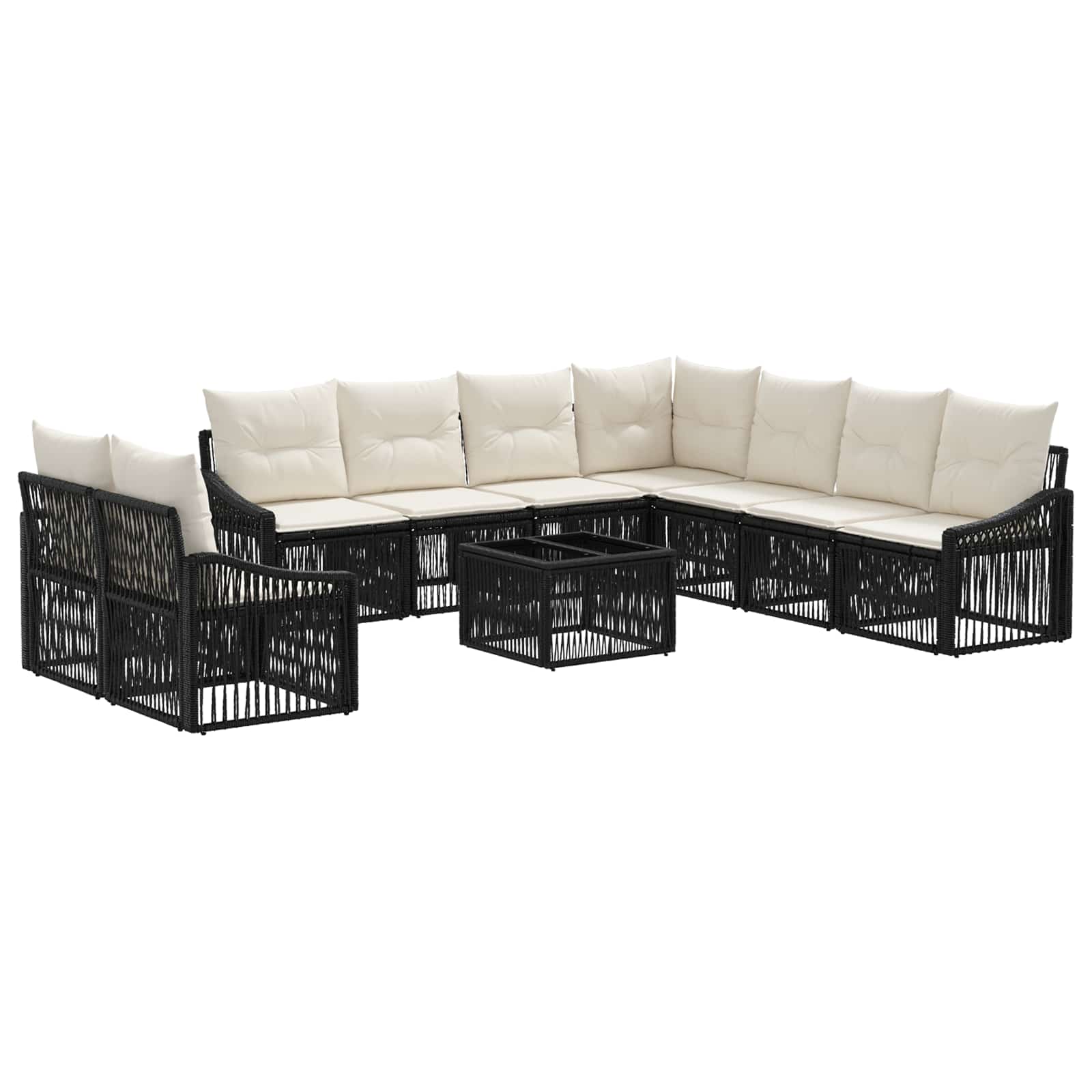 Ensemble de canapé de jardin 10 pcs Noir polyrotin - XIOS