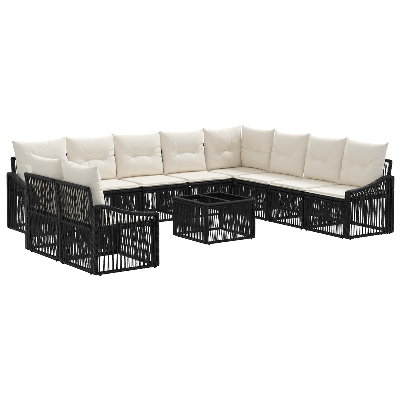 Ensemble de canapé de jardin 11 pcs Noir polyrotin - XIOS