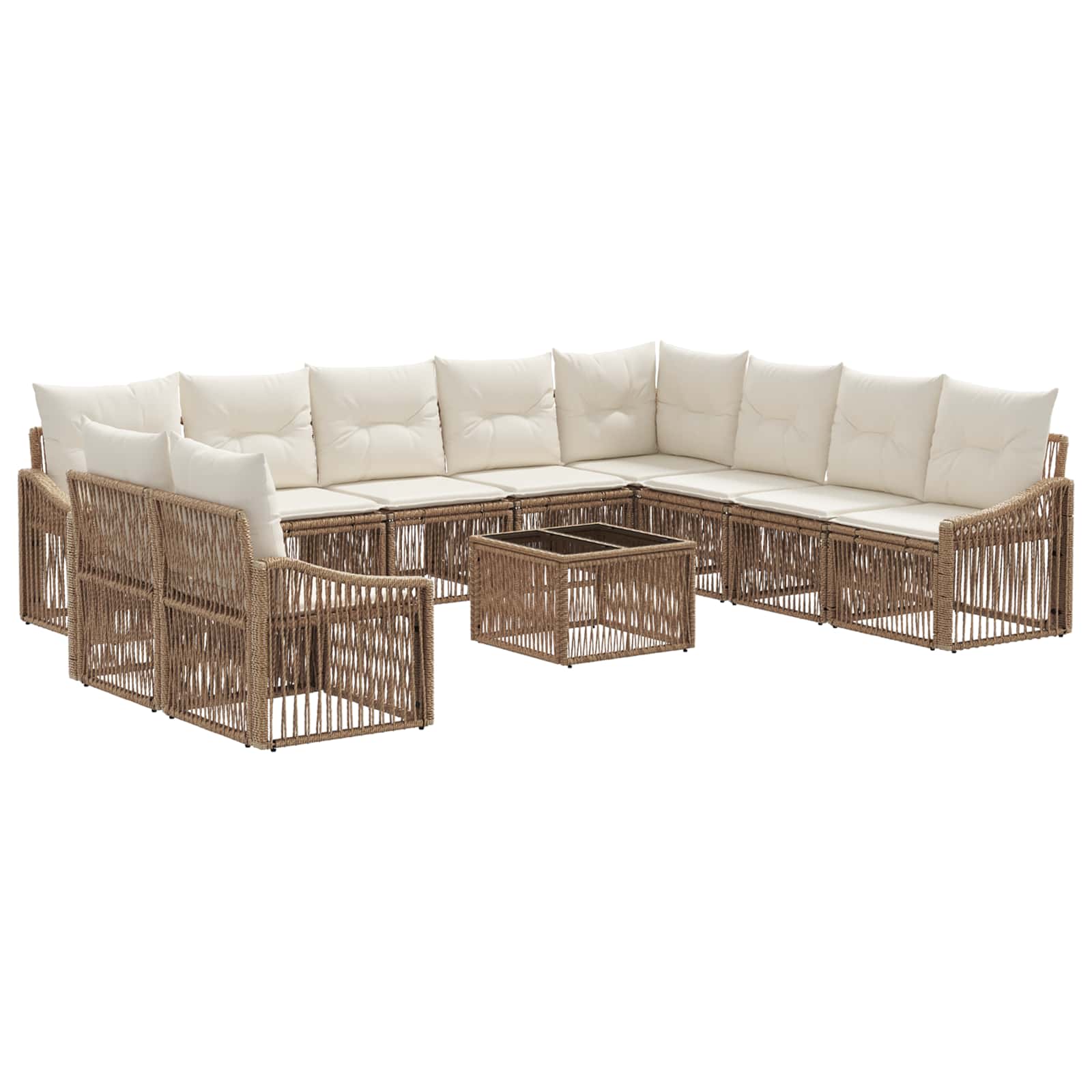 Ensemble de canapé de jardin 11 pcs Beige polyrotin - XIOS