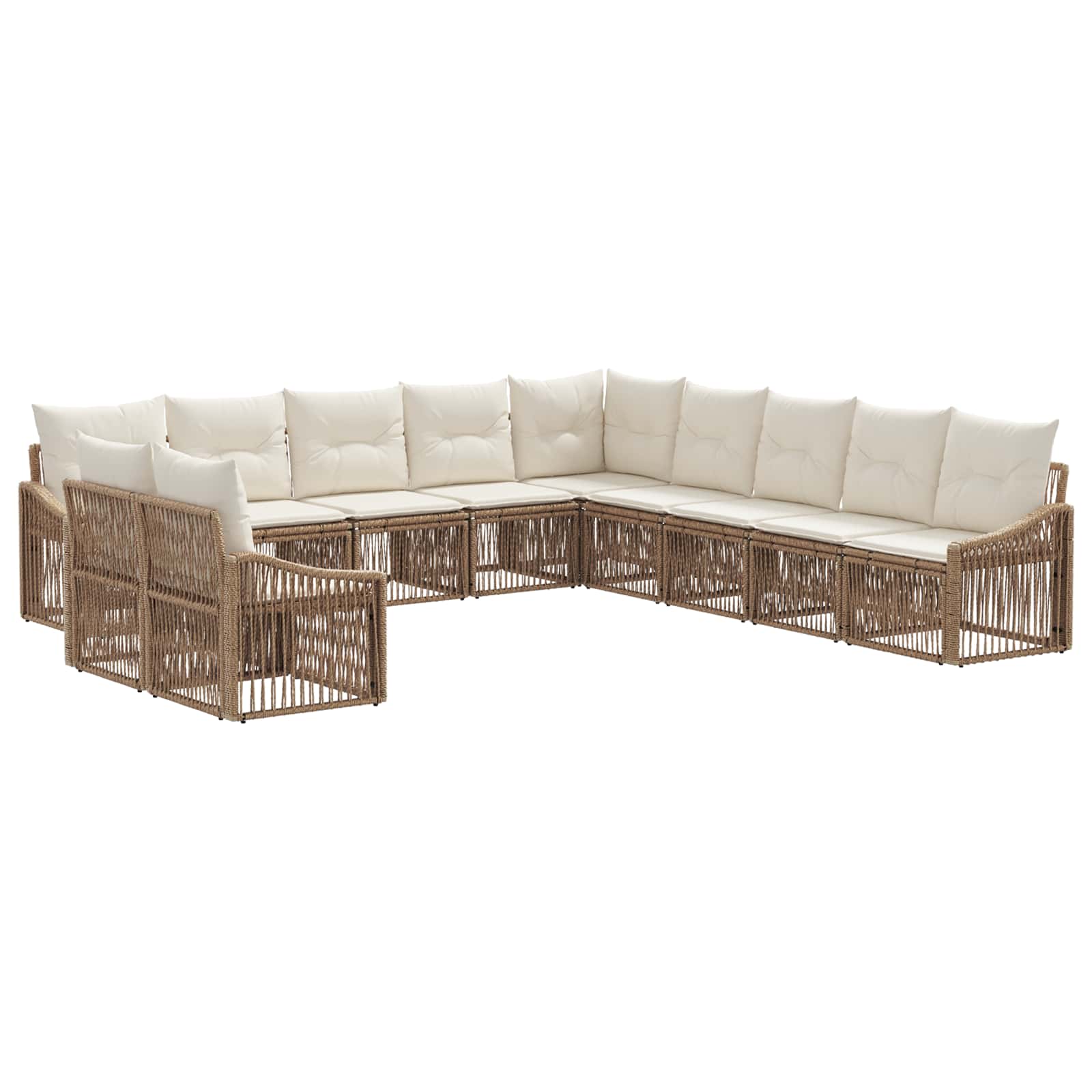 Ensemble de canapé de jardin 11 pcs Beige polyrotin - XIOS