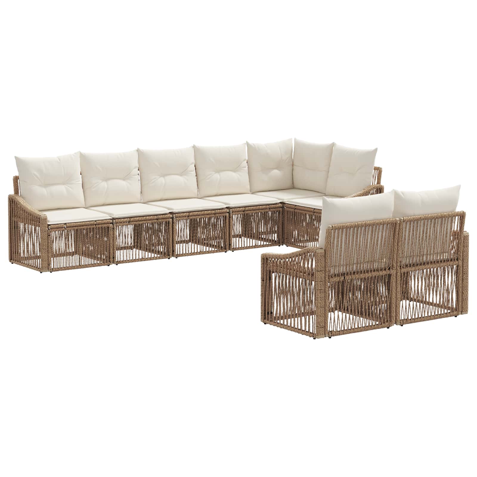 Ensemble de canapé de jardin 8 pcs Beige polyrotin - XIOS