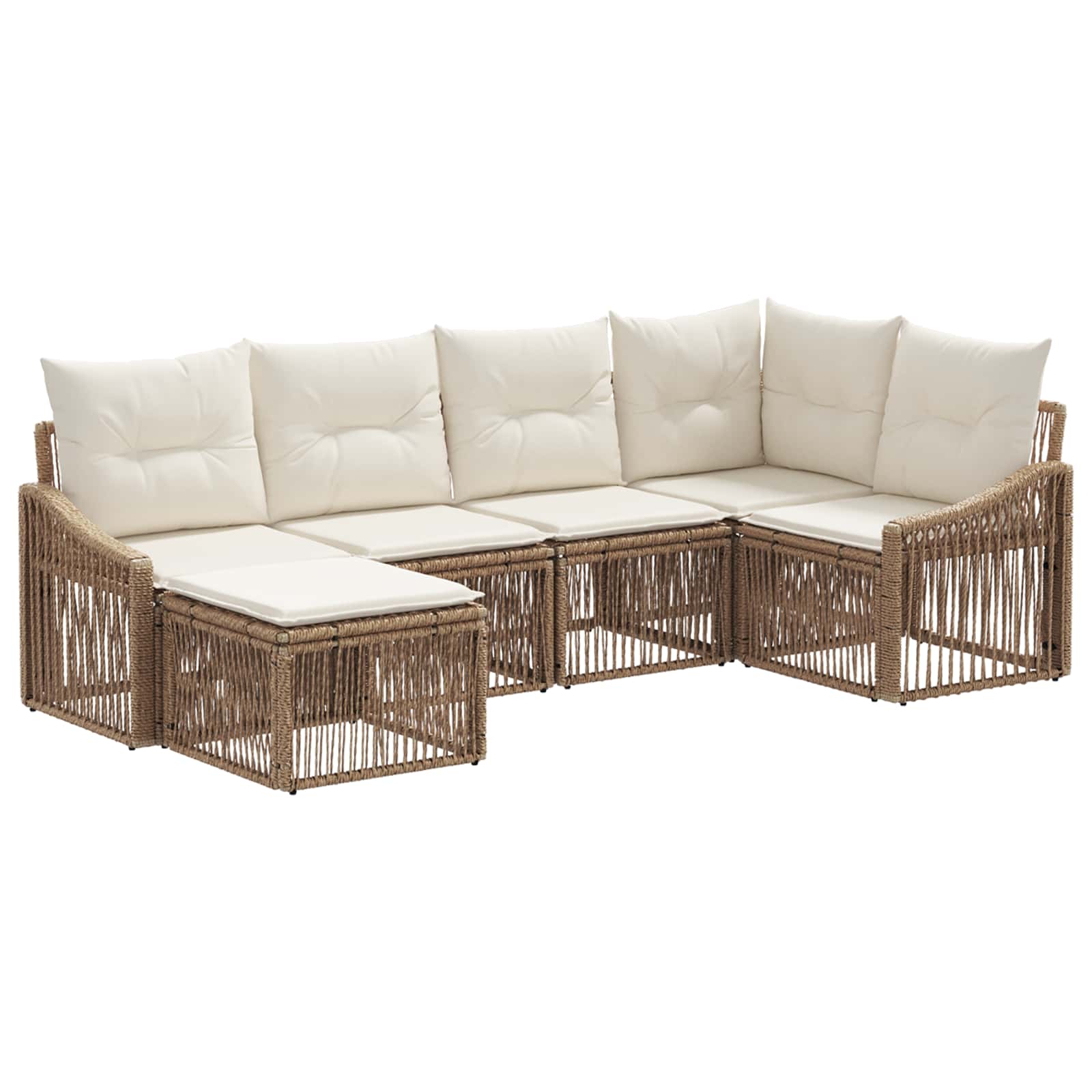 Ensemble de canapé de jardin 6 pcs Beige polyrotin - XIOS
