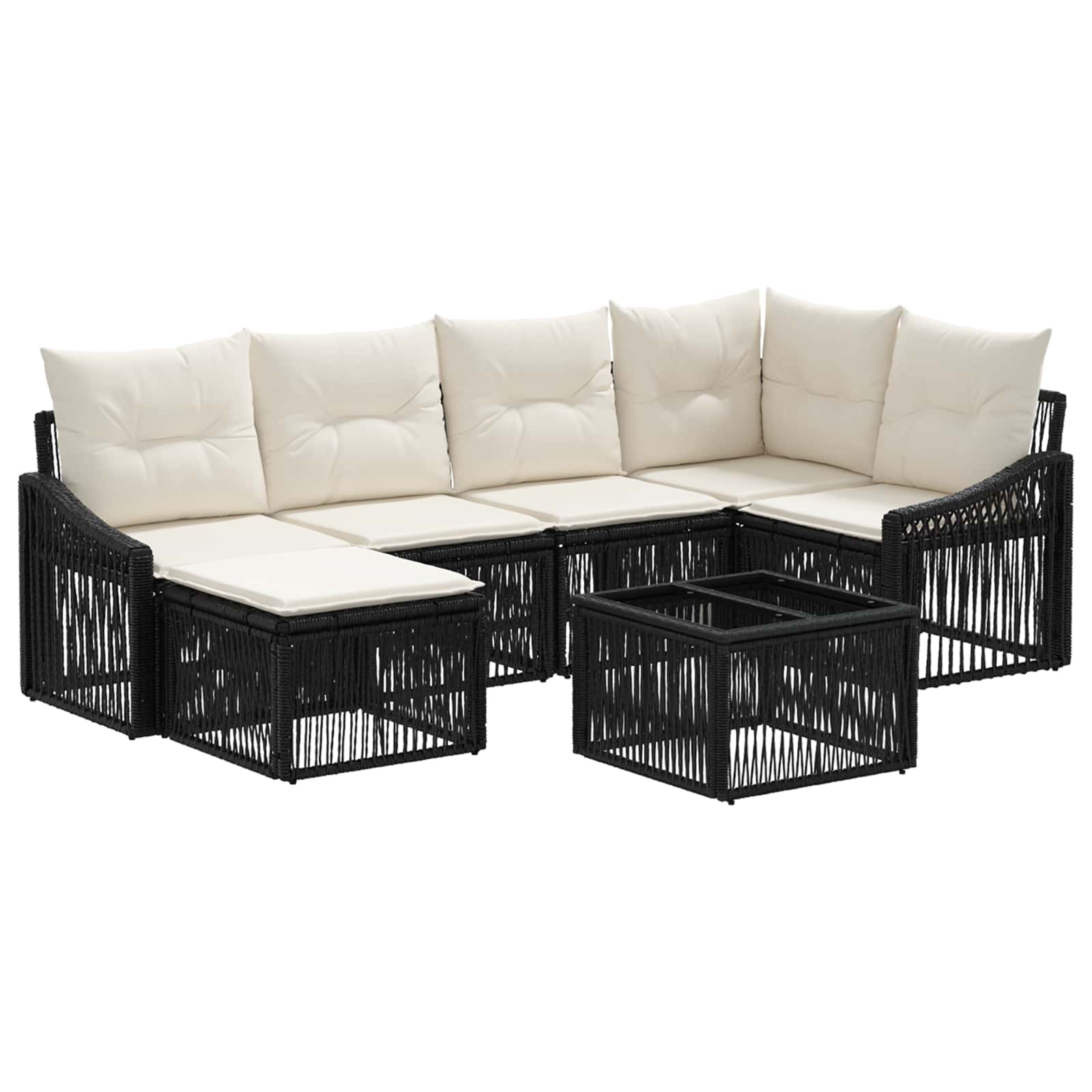 Ensemble de canapé de jardin 7 pcs Noir polyrotin - XIOS