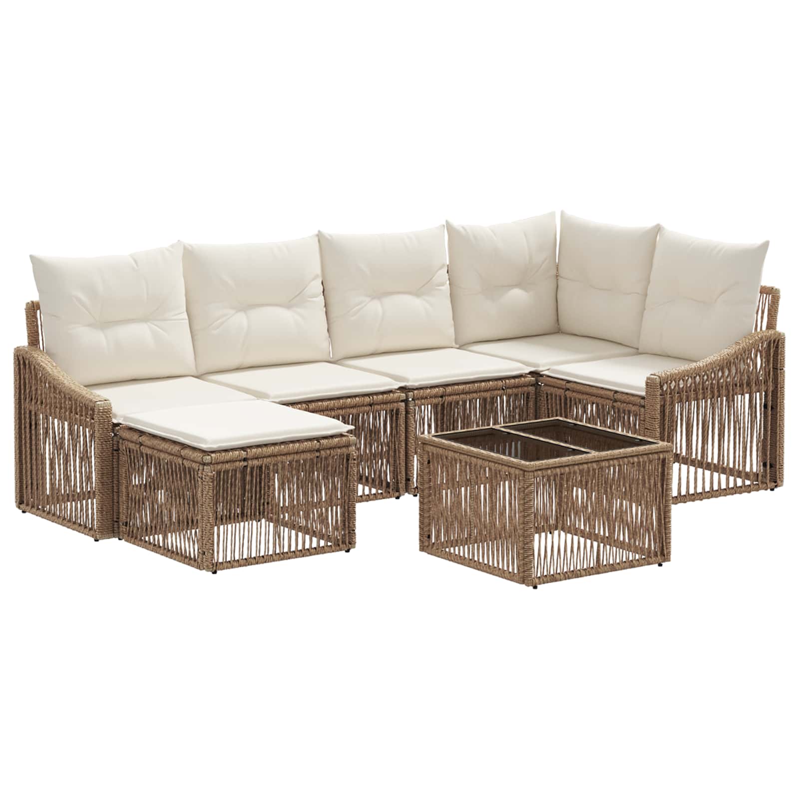 Ensemble de canapé de jardin 7 pcs Beige polyrotin - XIOS