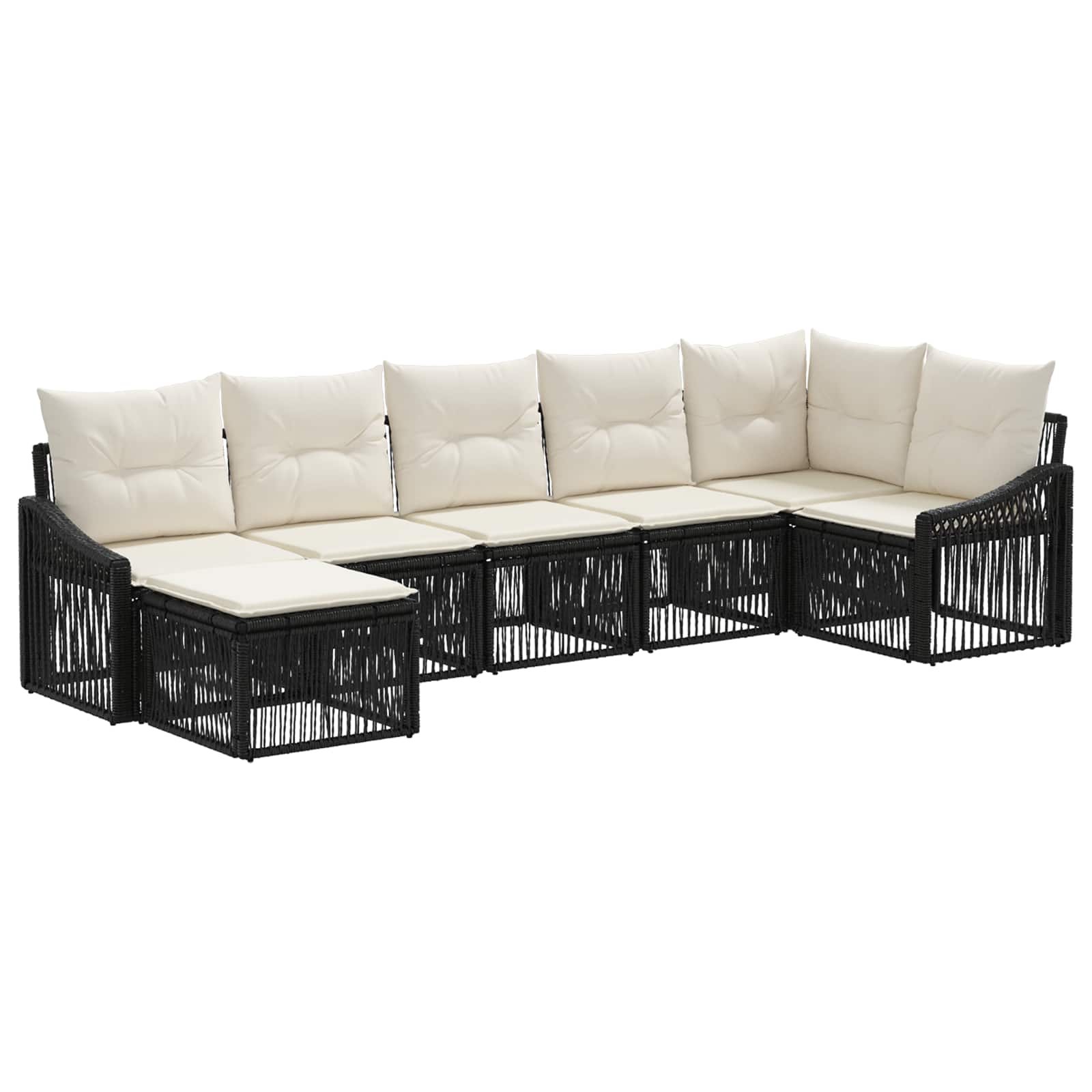 Ensemble de canapé de jardin 7 pcs Noir polyrotin - XIOS