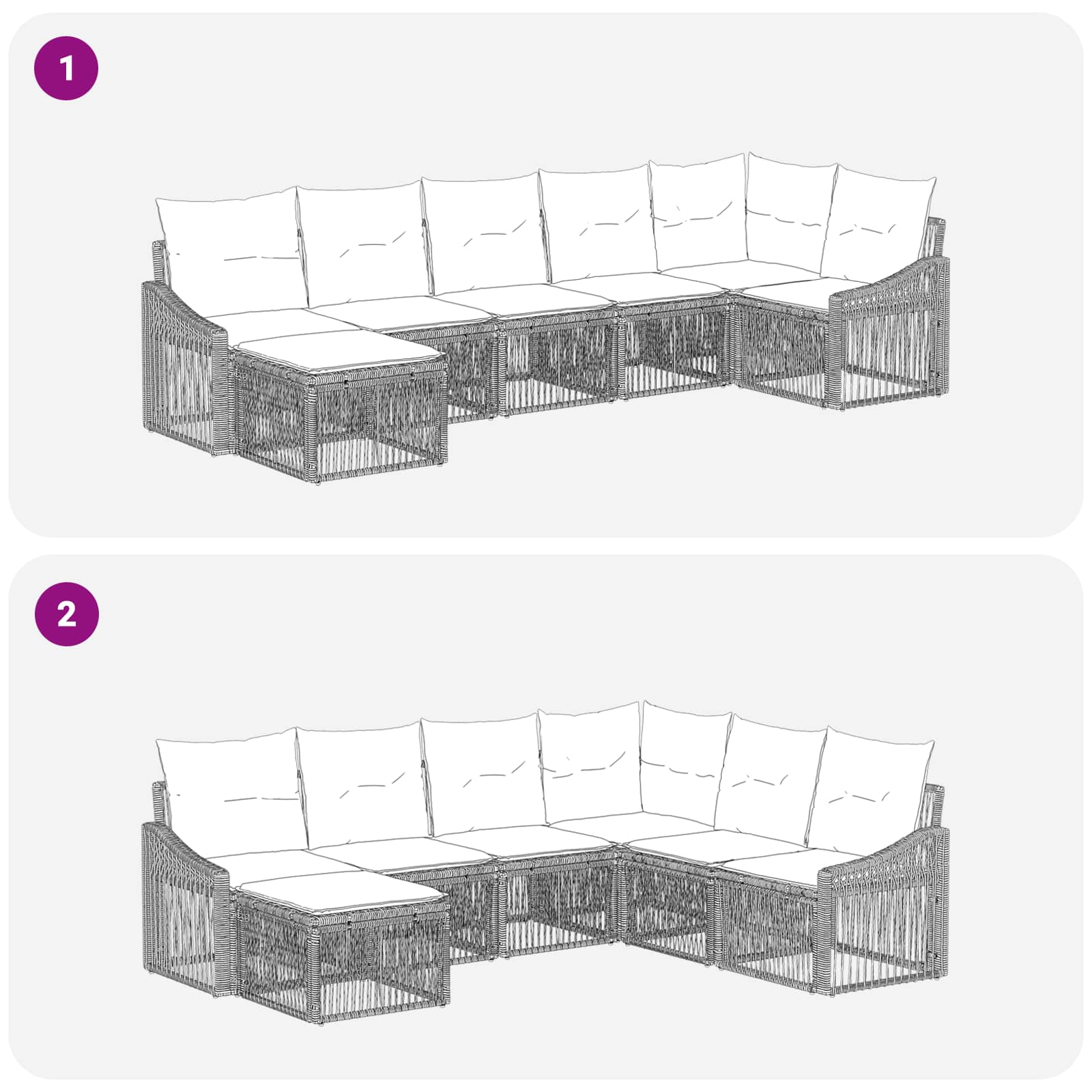Ensemble de canapé de jardin 7 pcs Beige polyrotin - XIOS