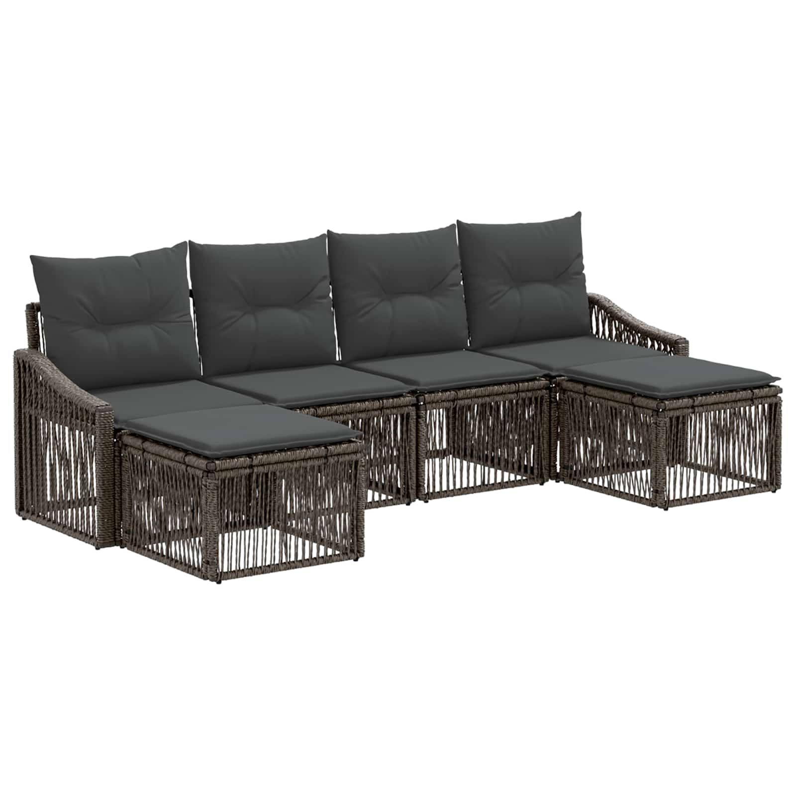 Ensemble de canapé de jardin 6 pcs Gris polyrotin - XIOS