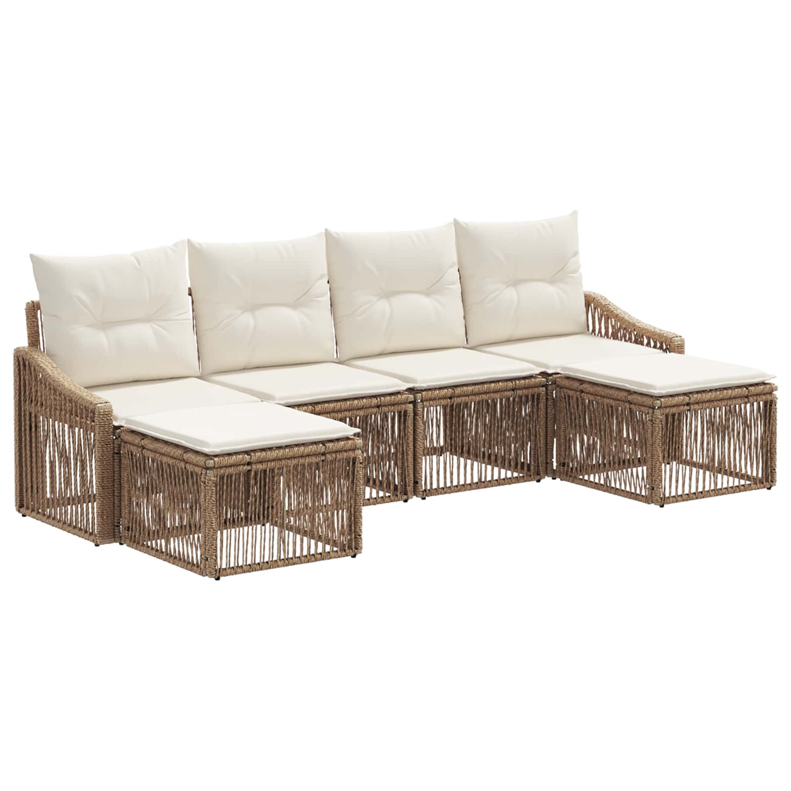 Ensemble de canapé de jardin 6 pcs Beige polyrotin - XIOS
