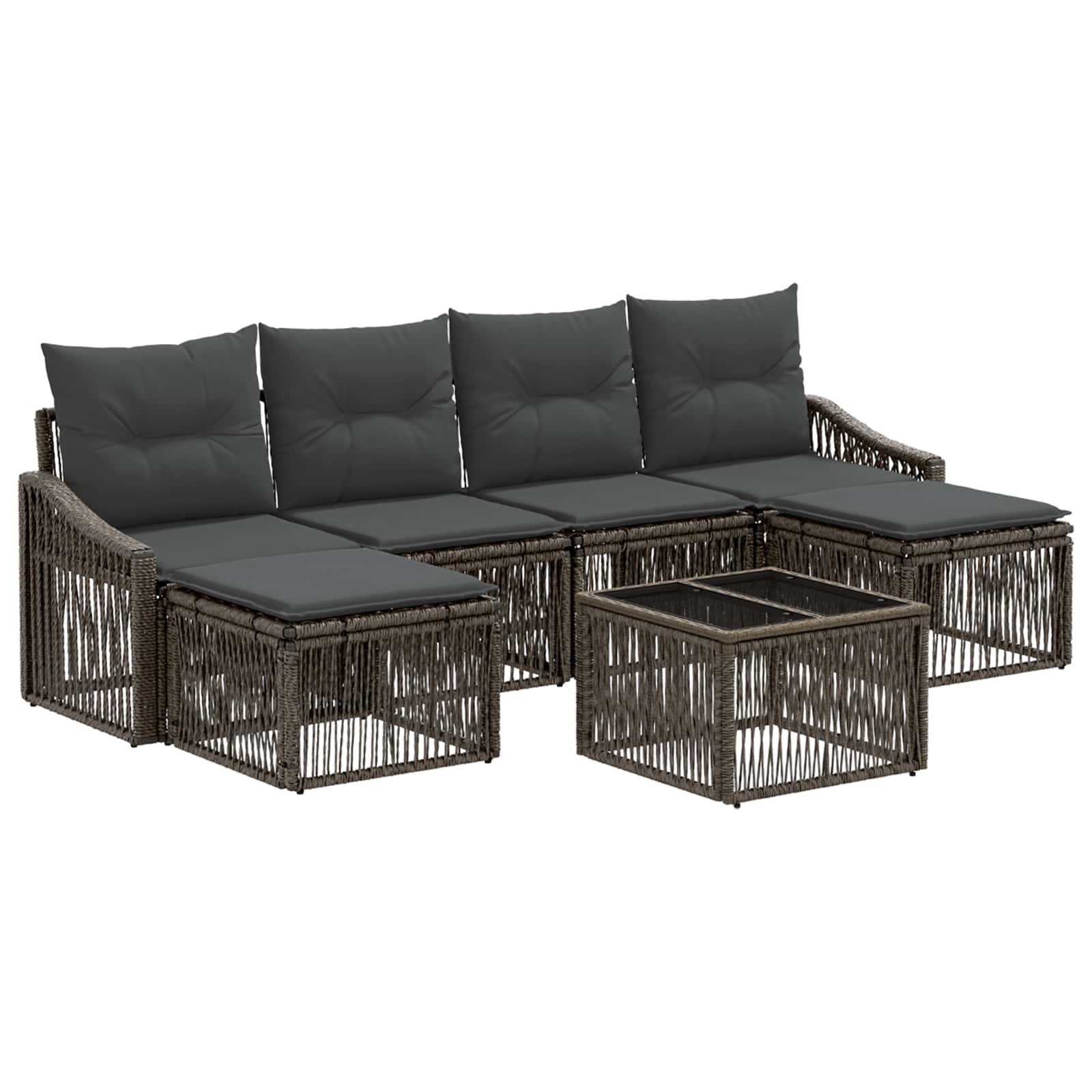 Ensemble de canapé de jardin 7 pcs Gris polyrotin - XIOS