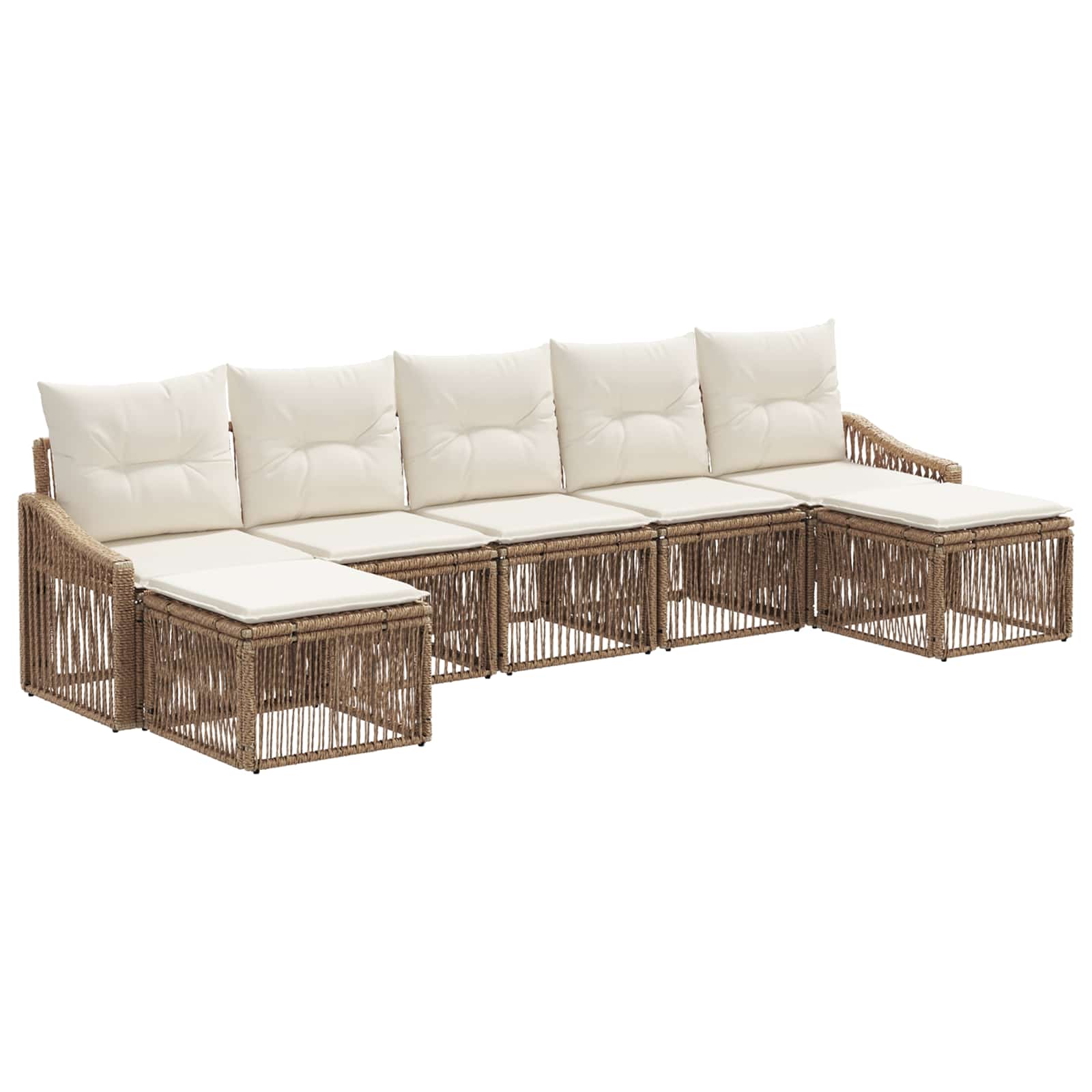 Ensemble de canapé de jardin 7 pcs Beige polyrotin - XIOS