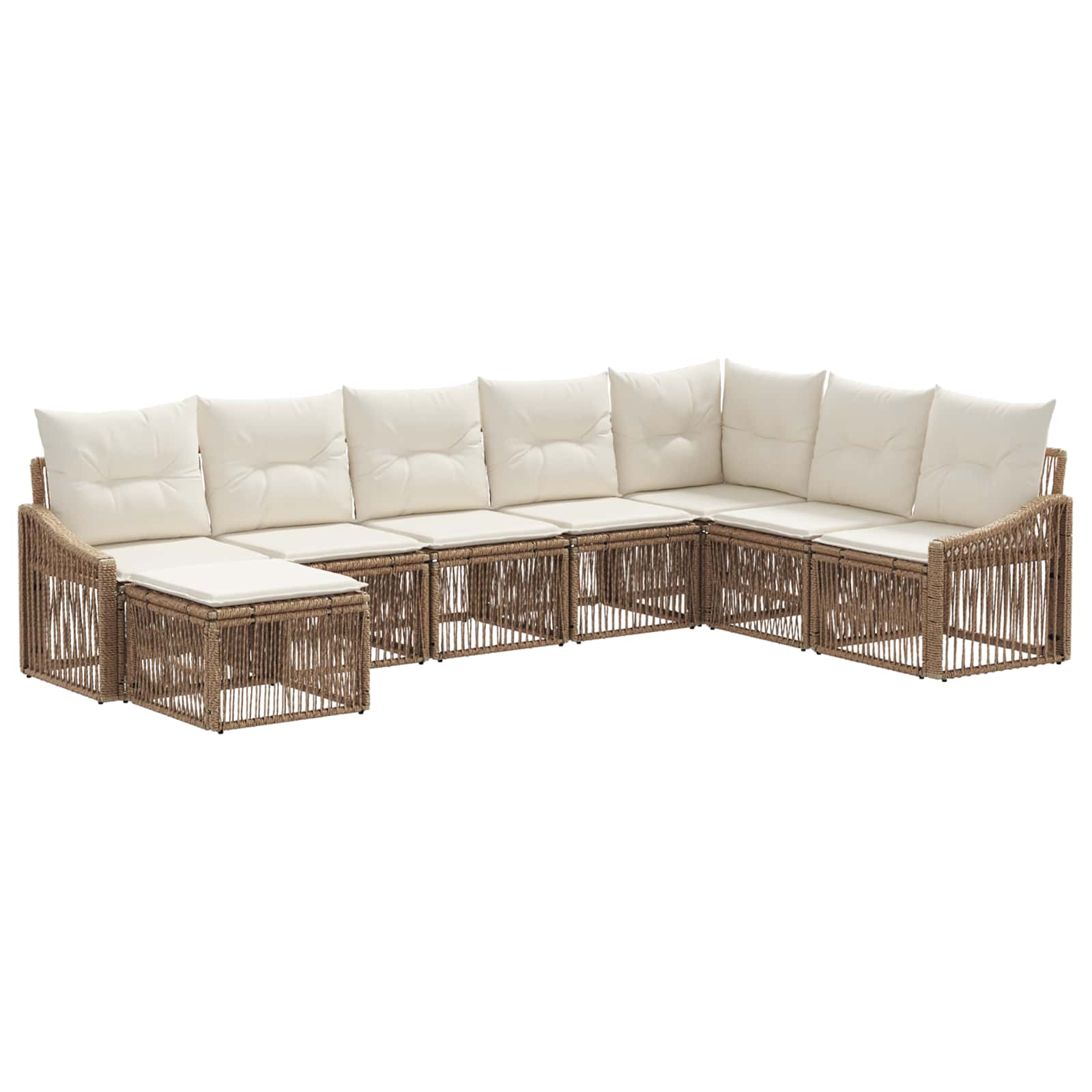 Ensemble de canapé de jardin 8 pcs Beige polyrotin - XIOS