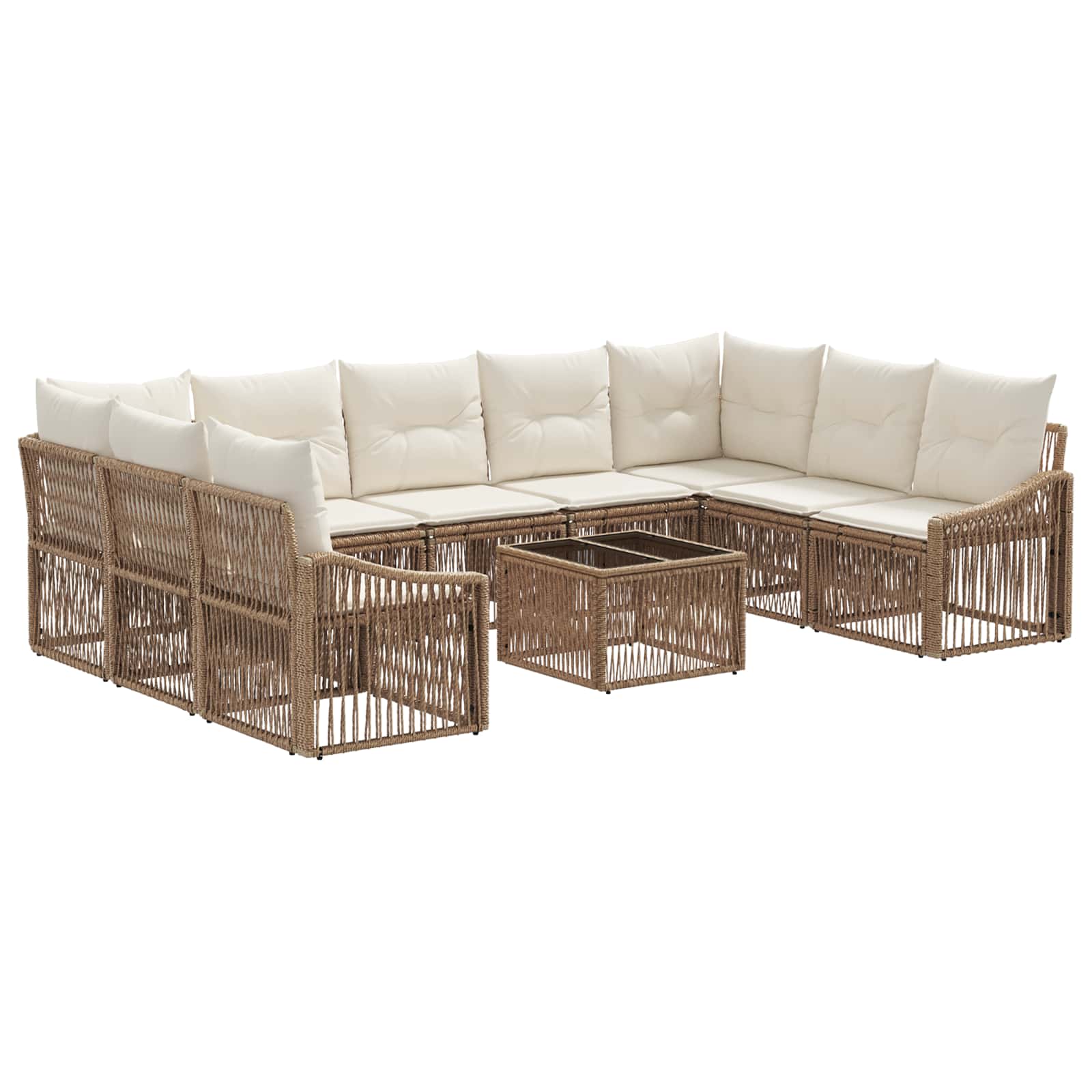 Ensemble de canapé de jardin 10 pcs Beige polyrotin - XIOS